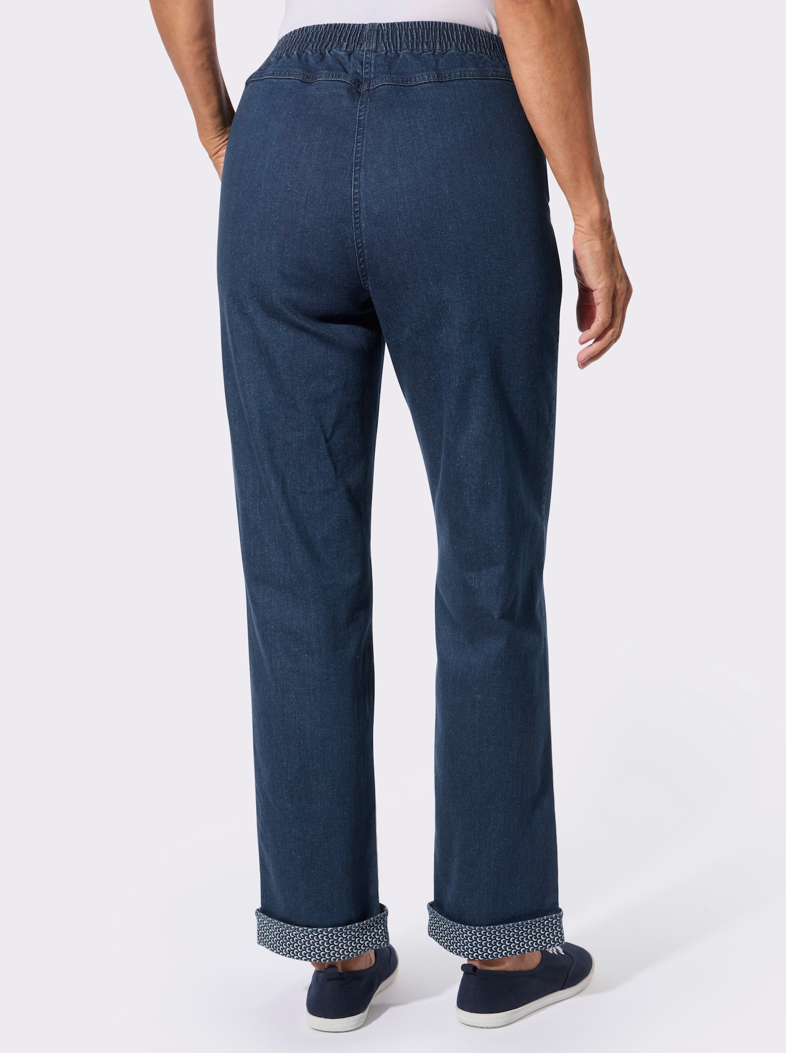 Schlupfjeans mit Bananen-Tasche - blue-stone-washed