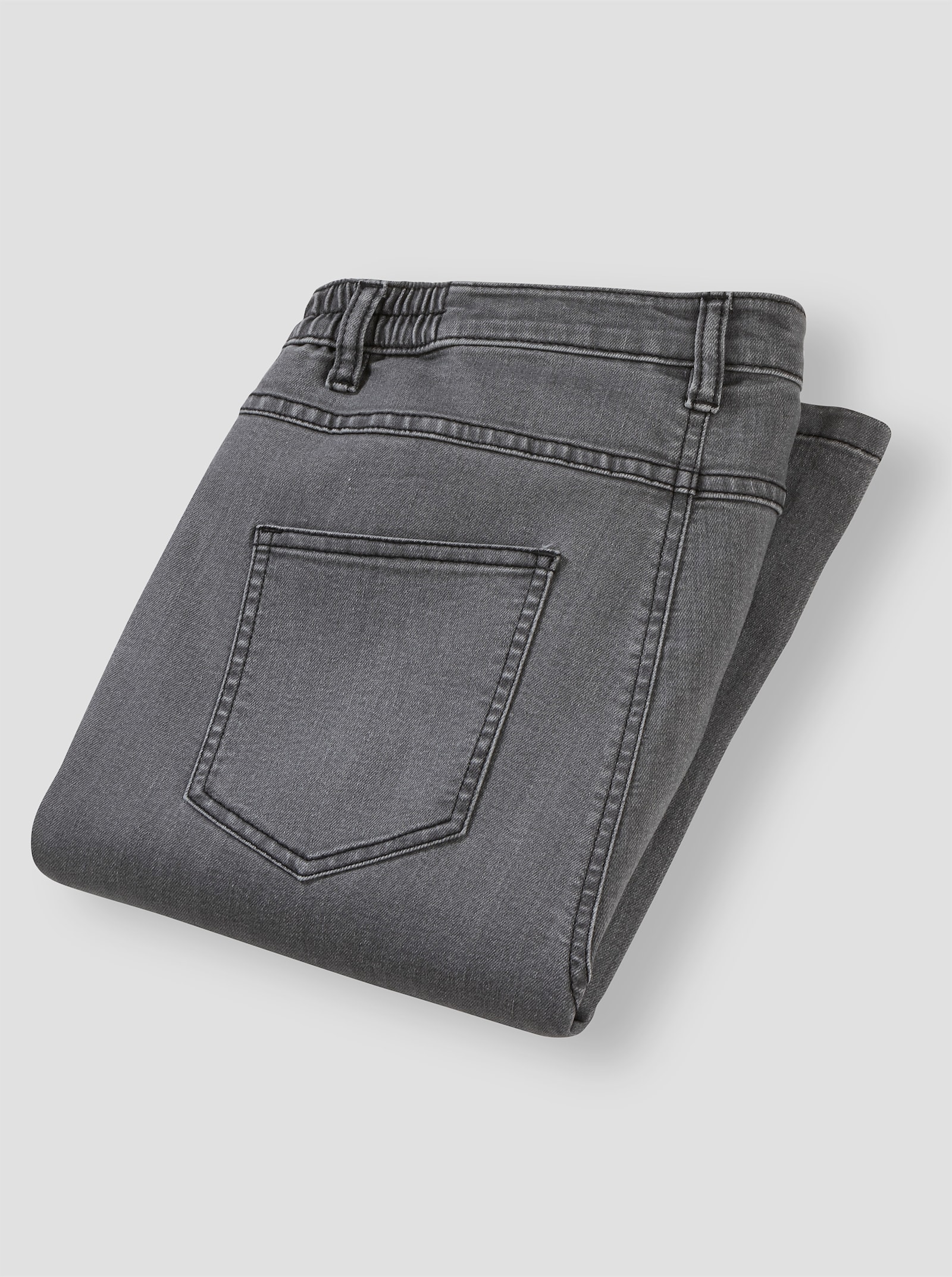 Jeans met comfortband opzij - grey-denim