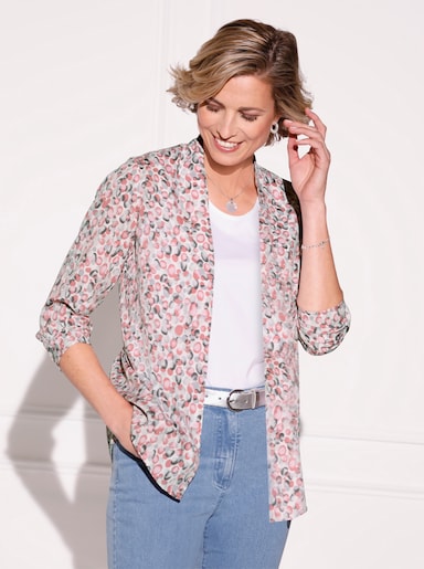 Lange blouse - roze/steengrijs bedrukt