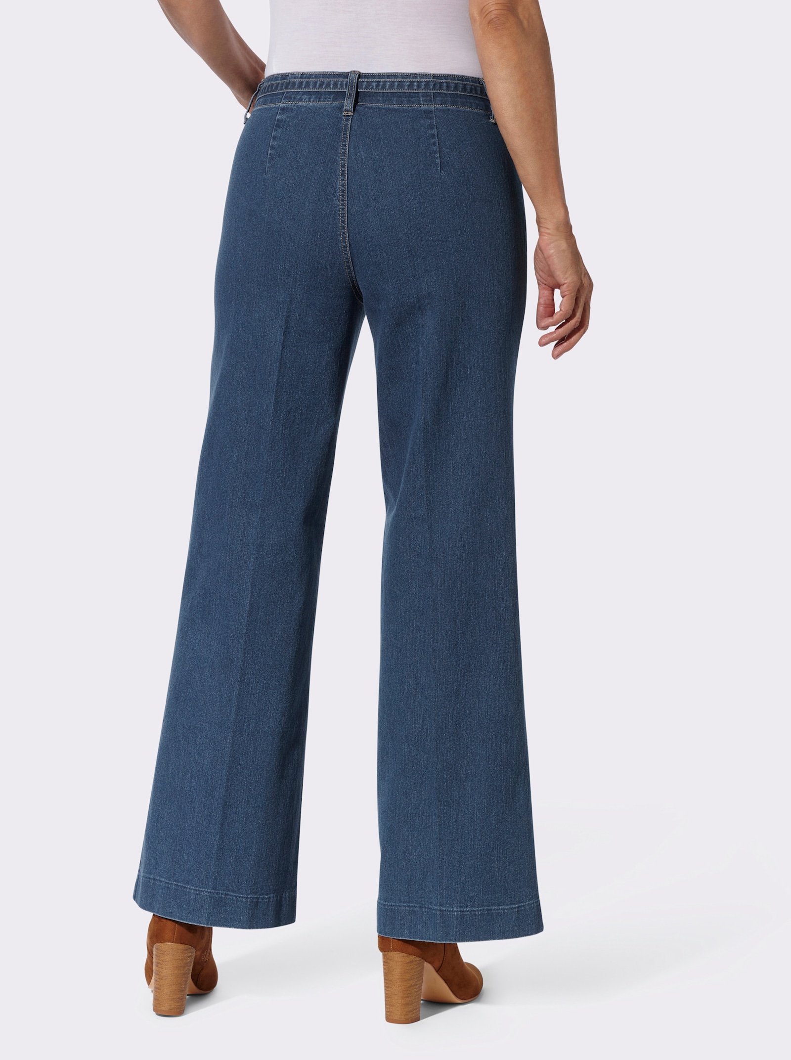 Jeans mit Biese vorne - blue-stone-washed