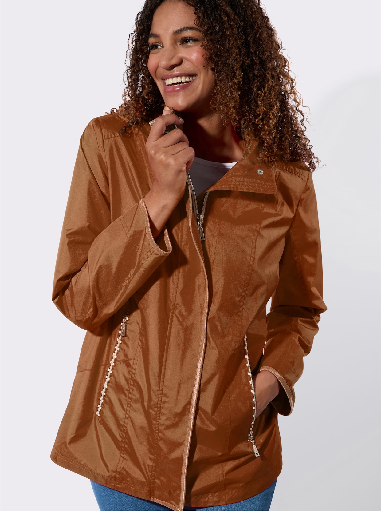 Jacke - cognac-weiß