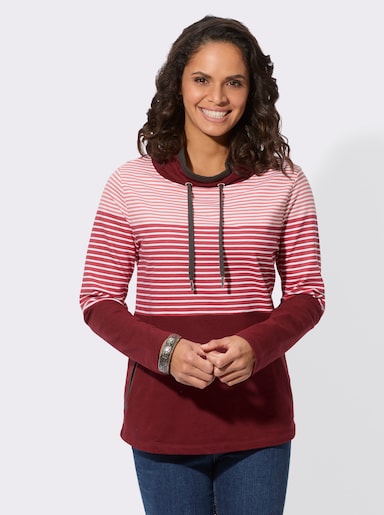 Sweatshirt mit Taschen - erdbeere-ecru-geringelt