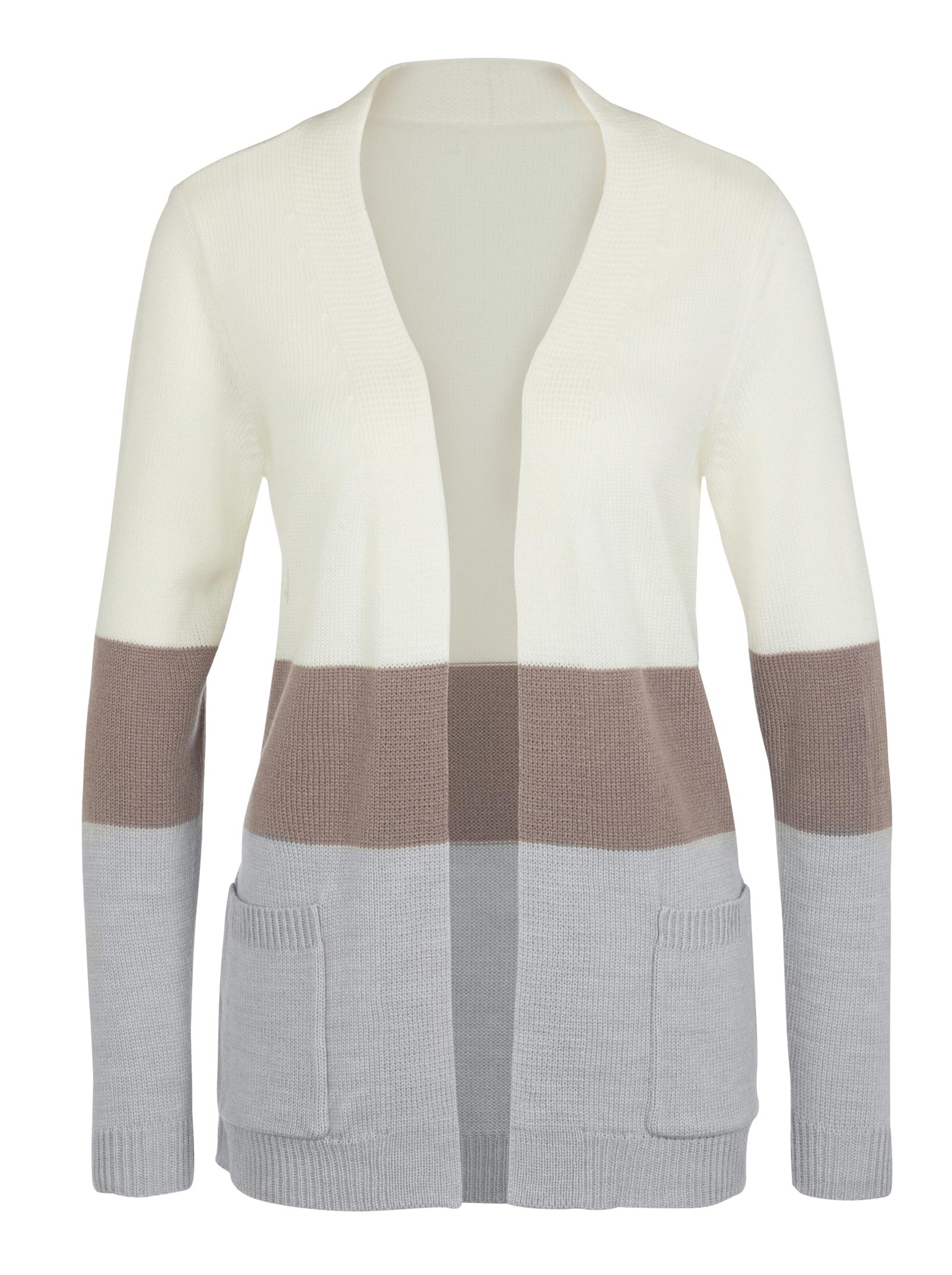 Strickjacke - taupe-gestreift
