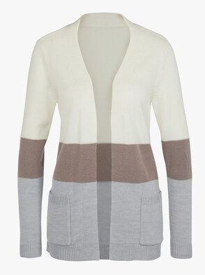 Strickjacke - taupe-gestreift