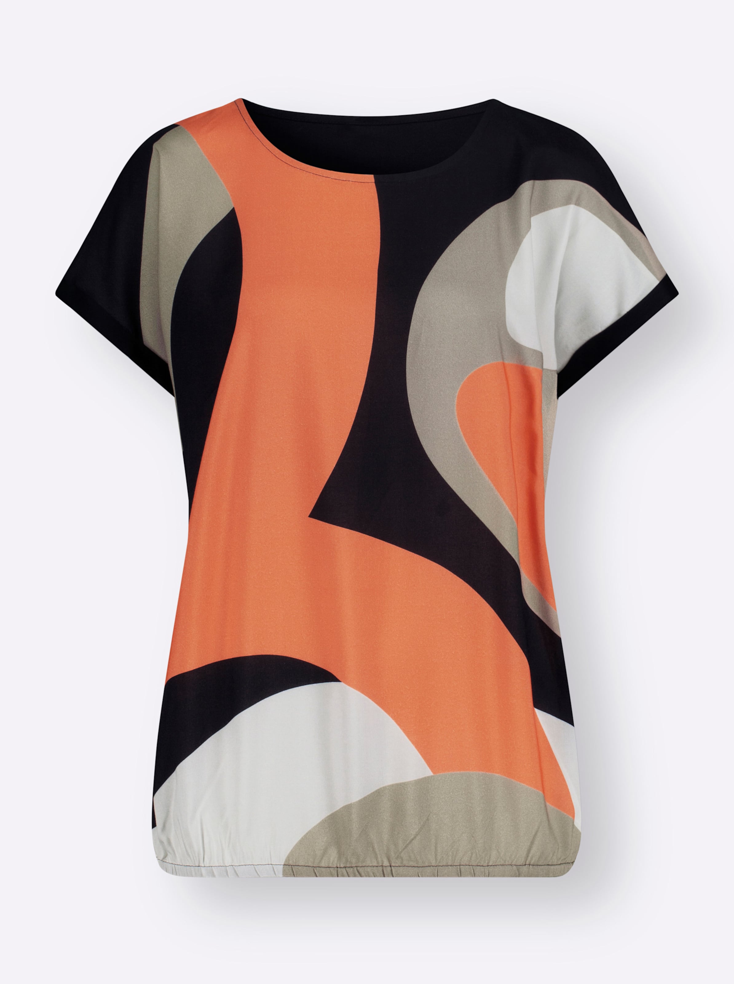 Witt Weiden Damen Druckbluse mandarine schwarz bedruckt  - Onlineshop Witt Weiden