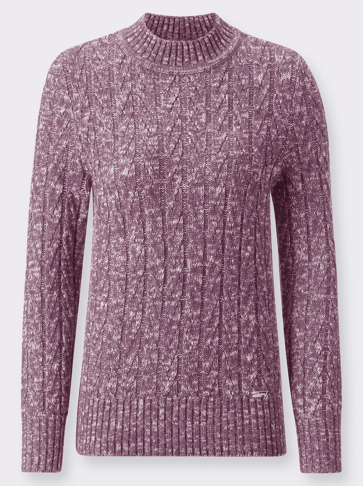 Langarm-Pullover - violett-ecru-meliert