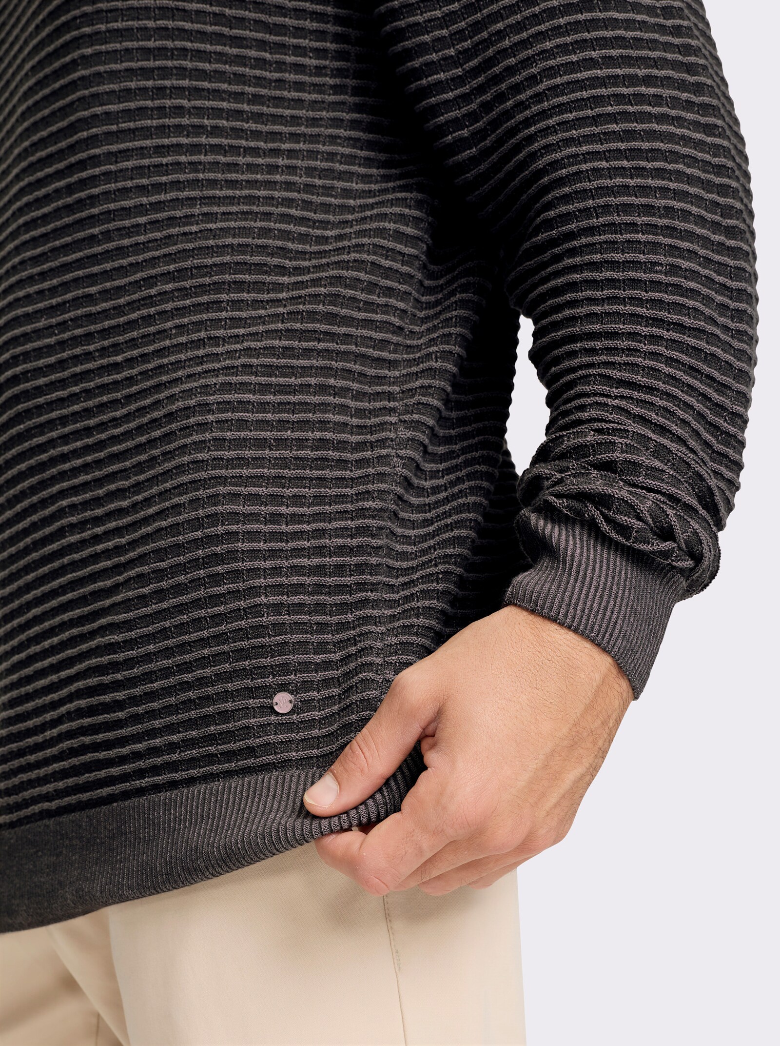 Marco Donati Rundhalspullover mit Strukturmuster - graphit-grau