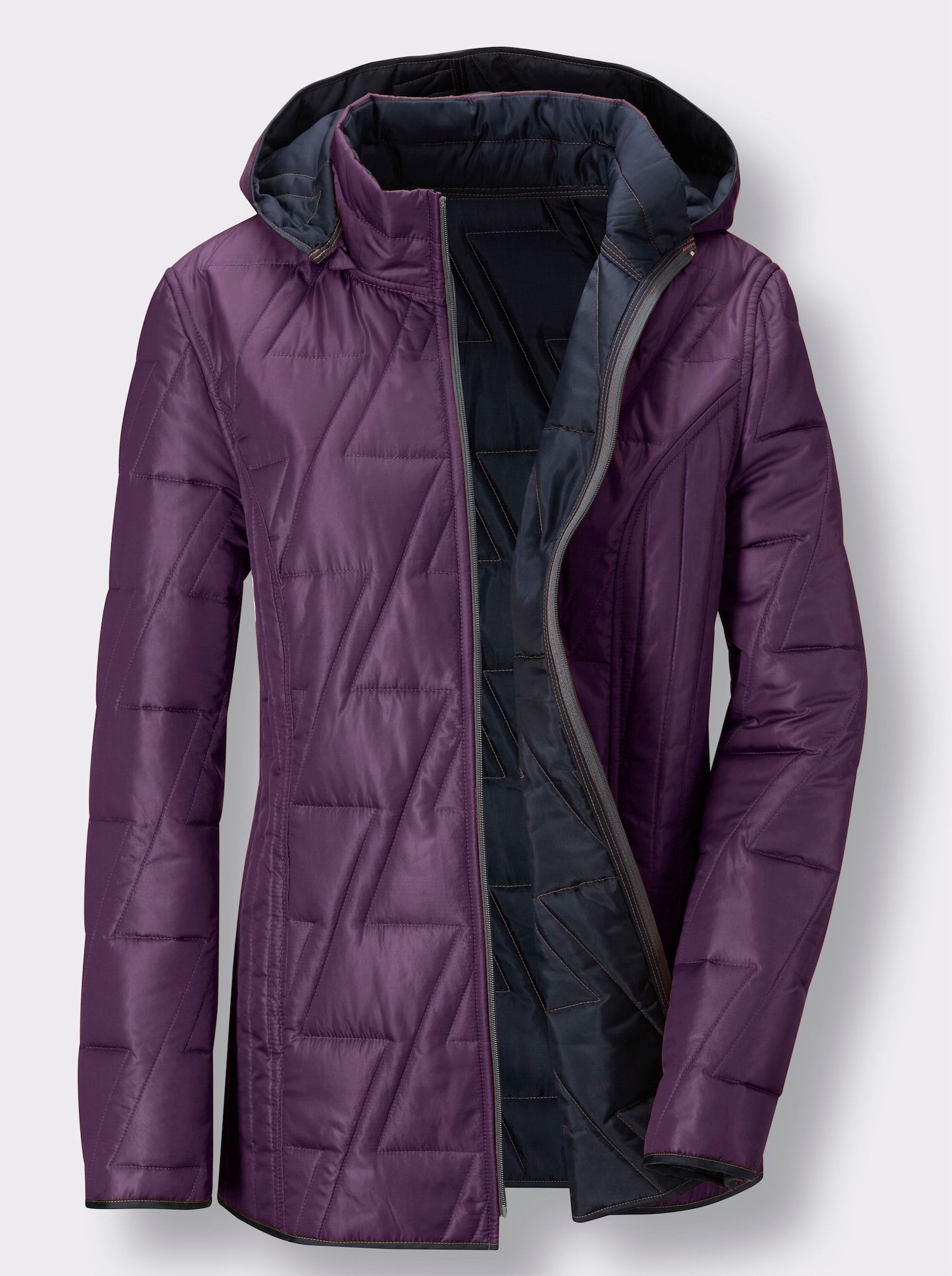 Wendejacke mit Kapuze, abzippbar - violett
