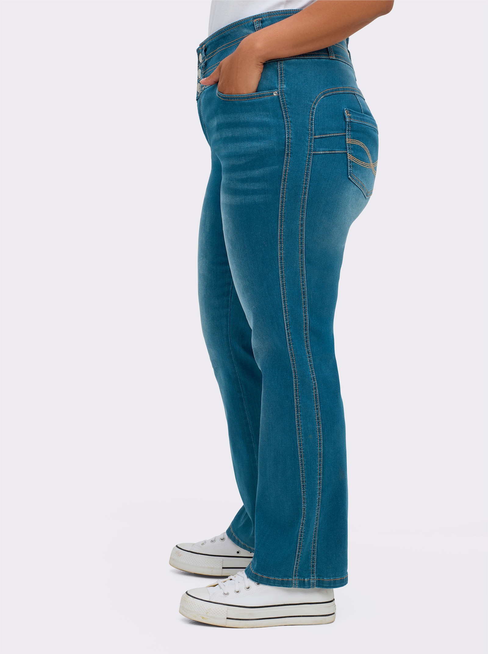 5-Pocket-Jeans mit dezent ausgestelltem Bein - blue-stone-washed