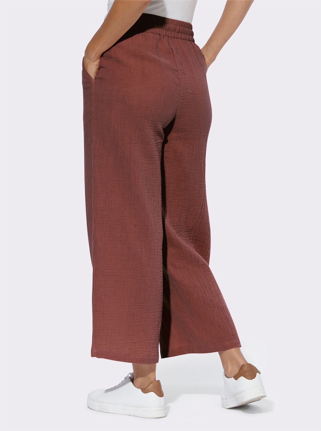 Pantalon large - marron rouge