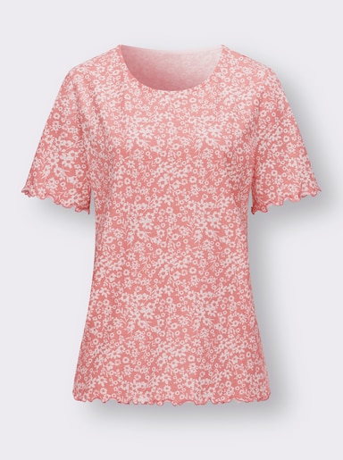 Kurzarmshirt - flamingo-ecru-bedruckt