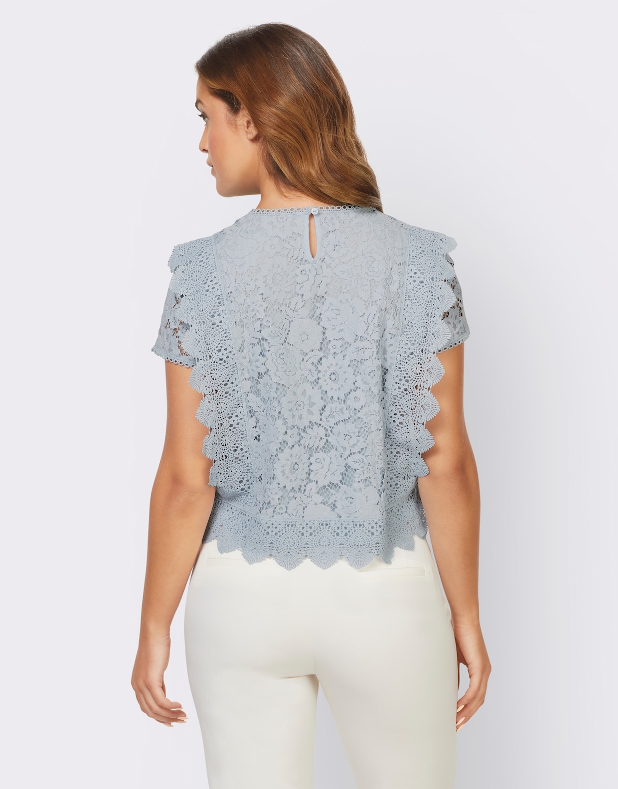 heine Kanten blouse - lichtblauw