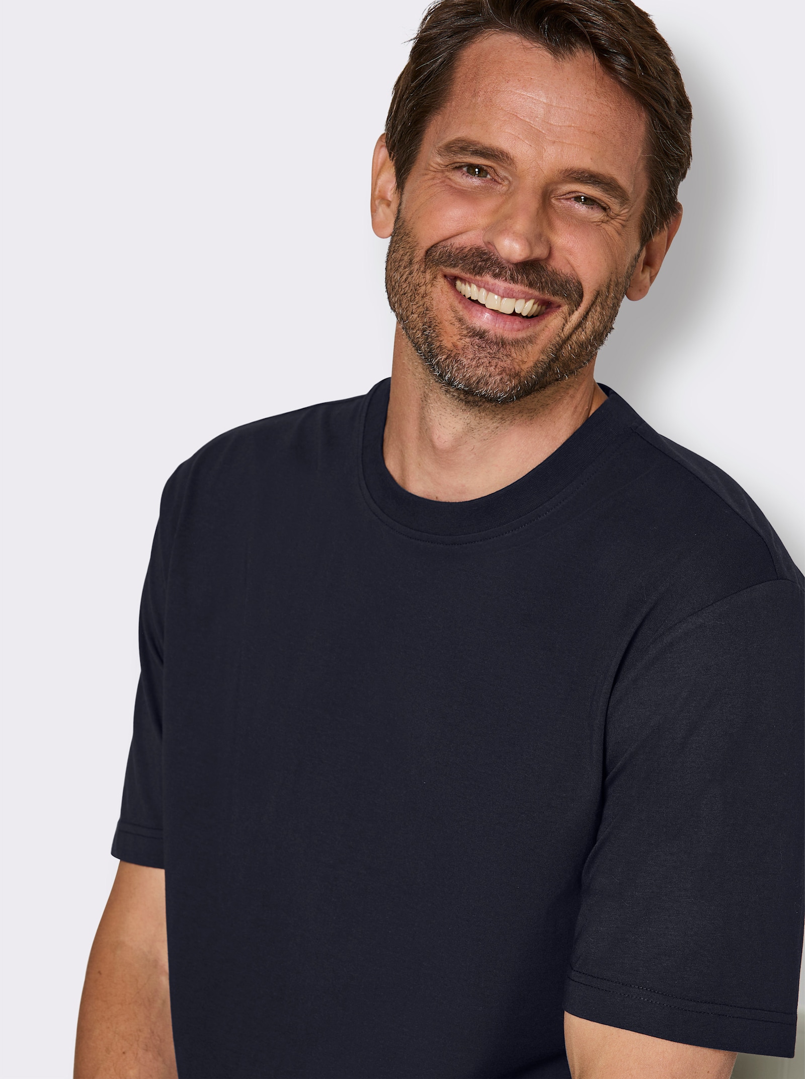 wäschepur men Schlafanzug-Shirt - marine + anthrazit-meliert