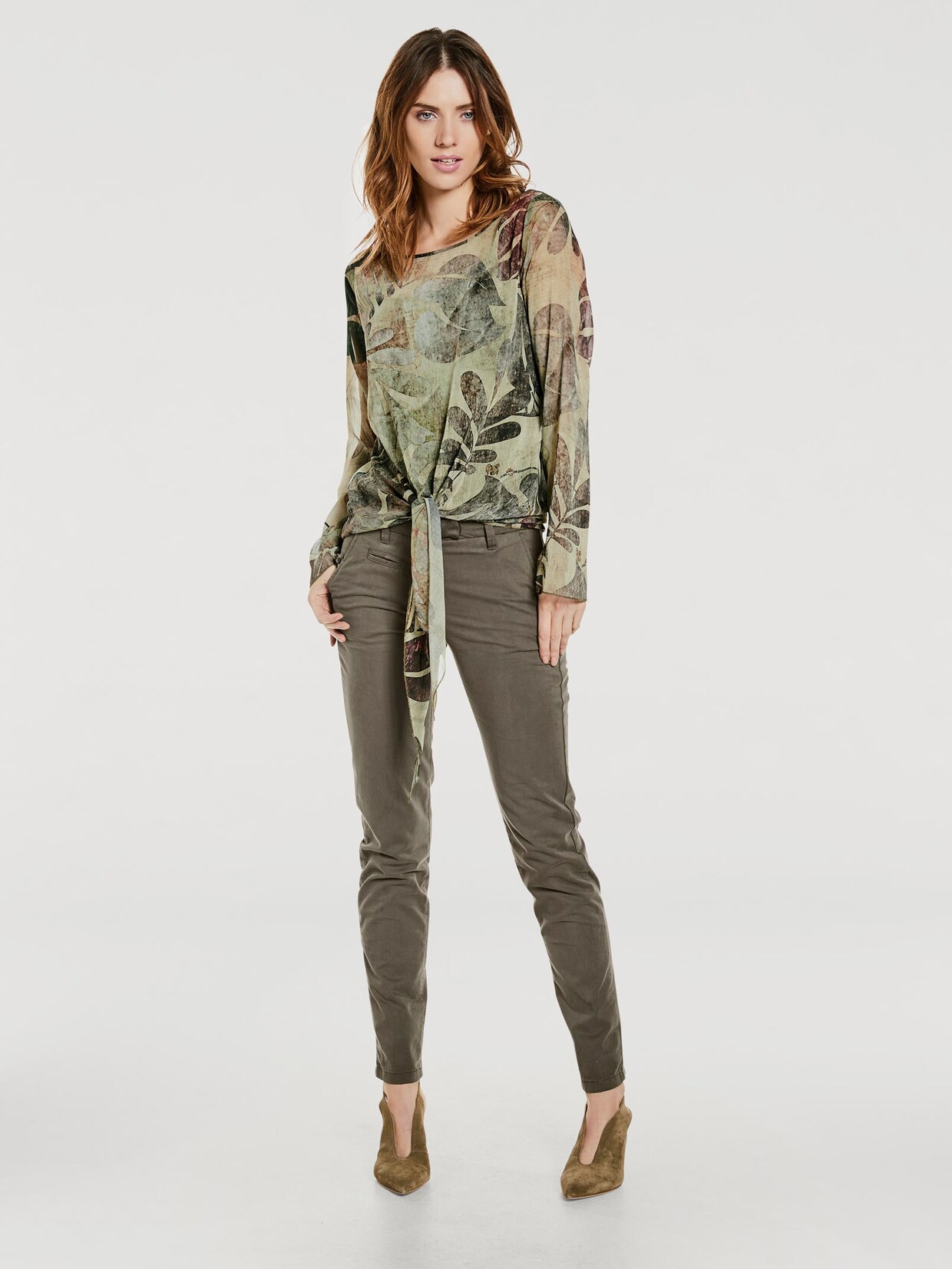 Linea Tesini Druckbluse - oliv