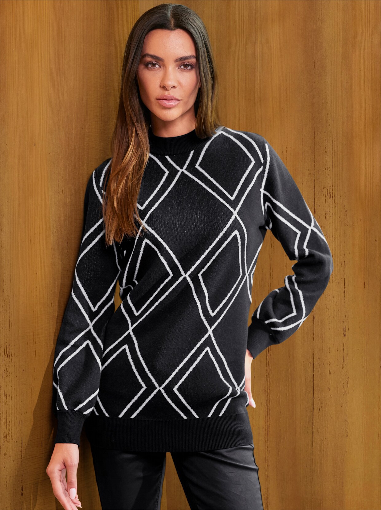 heine Pullover - schwarz-ecru-gemustert