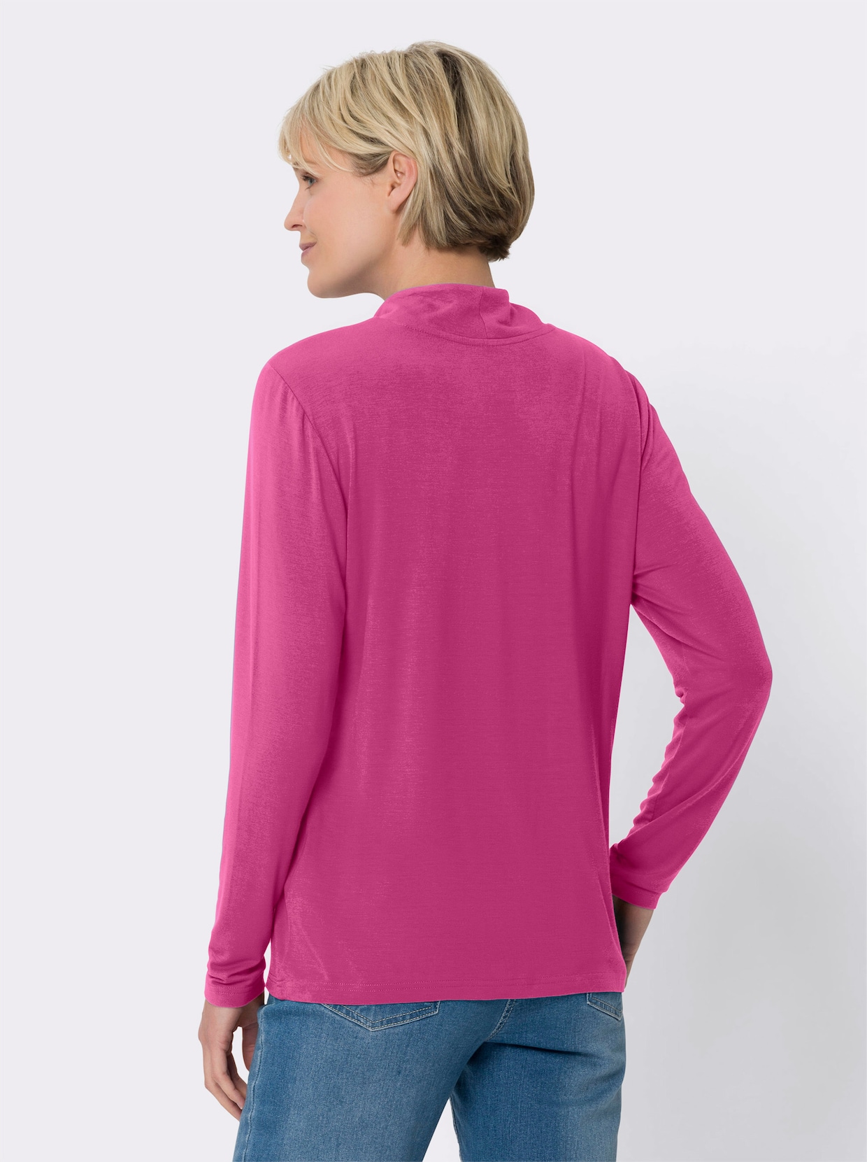 Shirt met opstaande kraag - fuchsia