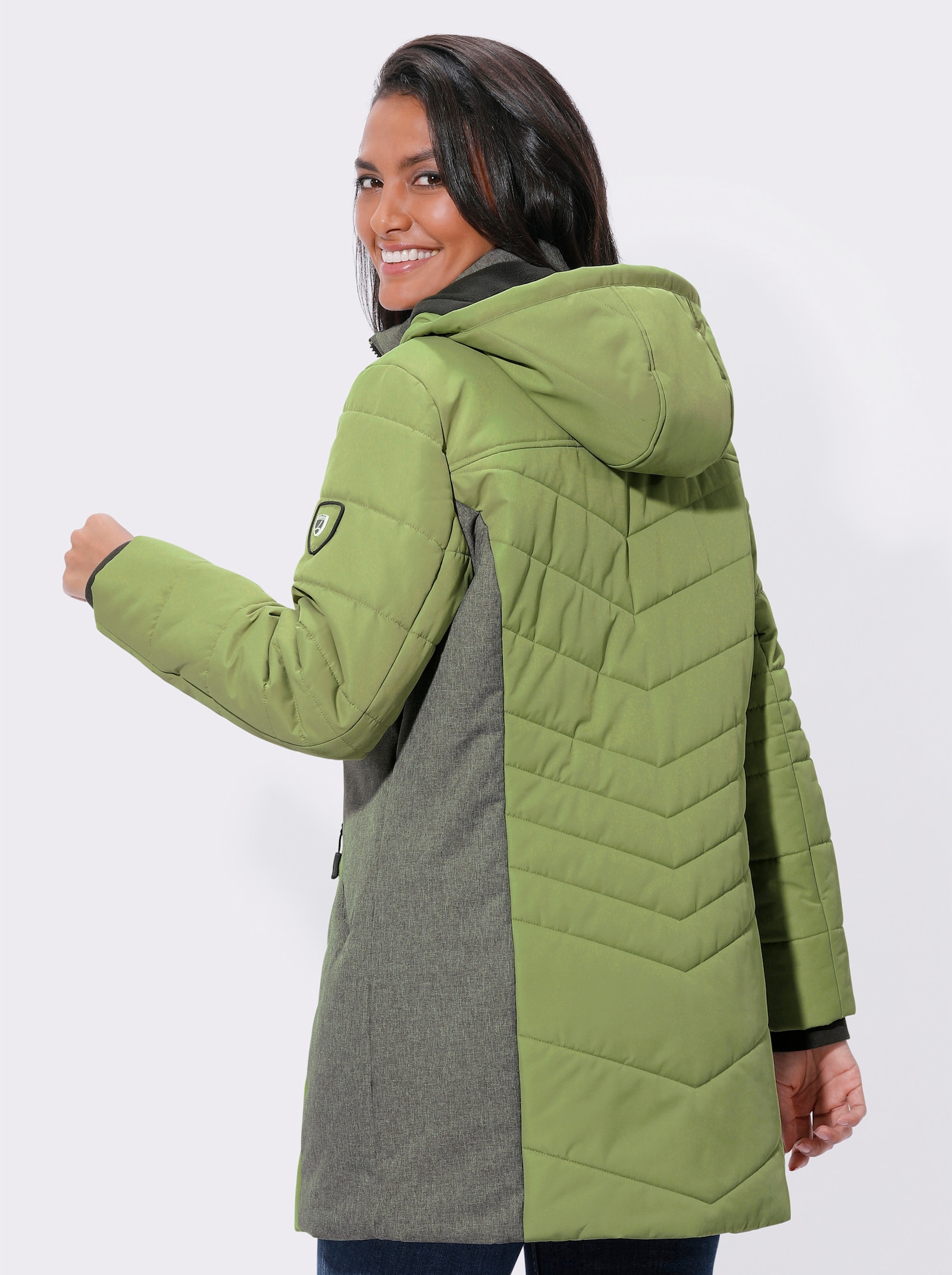 2-In-1-jack met giletinzet - rietgroen/antraciet