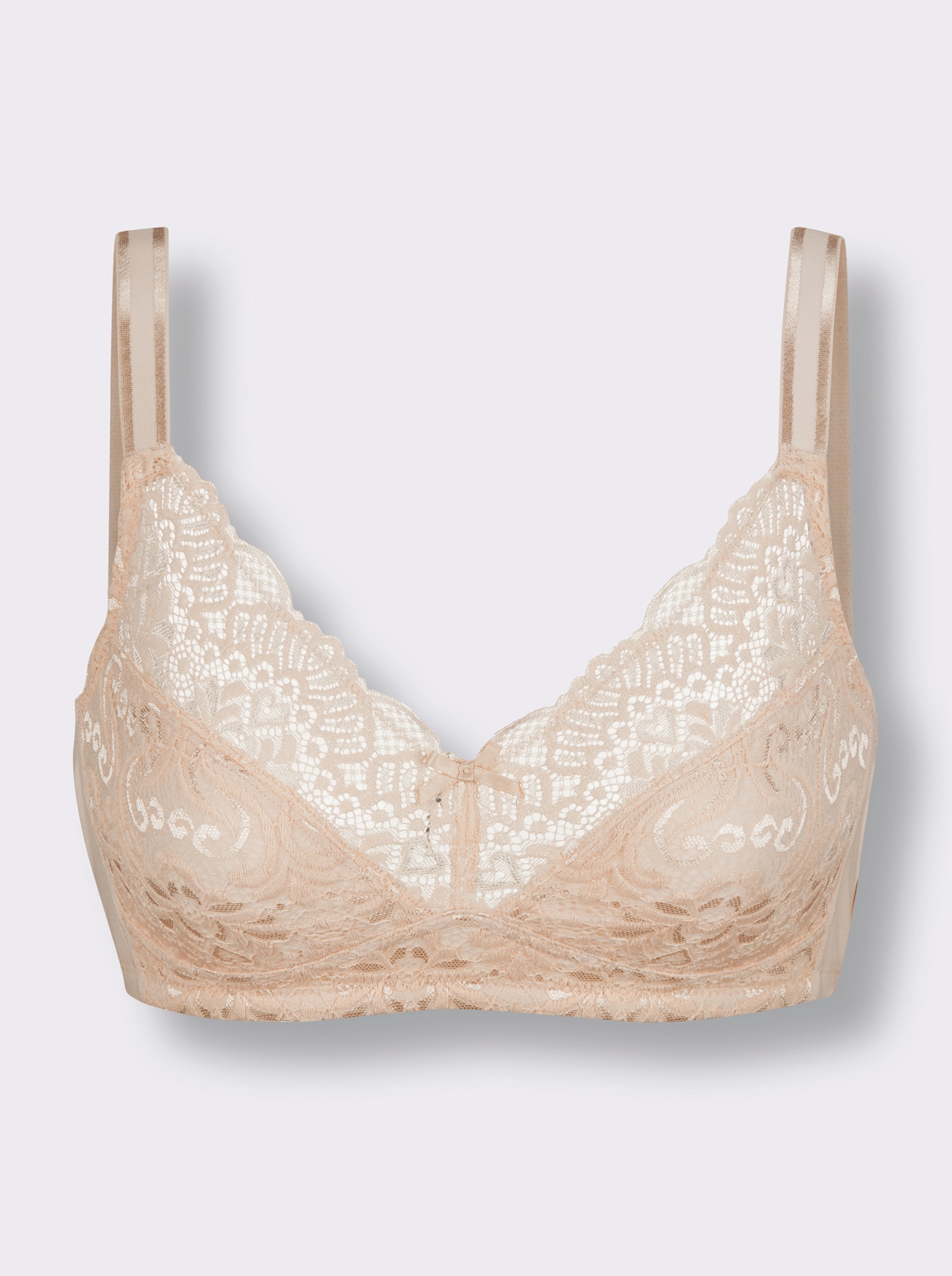 wäschepur BH ohne Bügel mit floraler Spitze - elfenbein