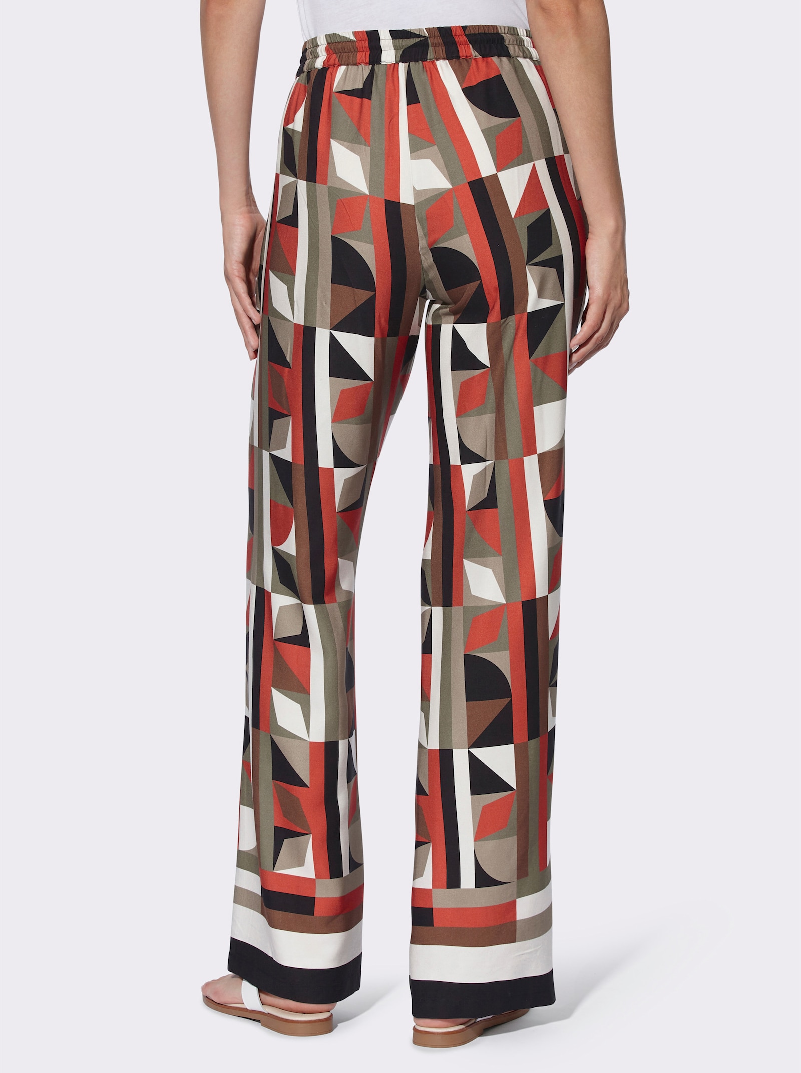 heine Druckhose mit Stretch-Bund und Kordelzug - terra-schlamm-bedruckt