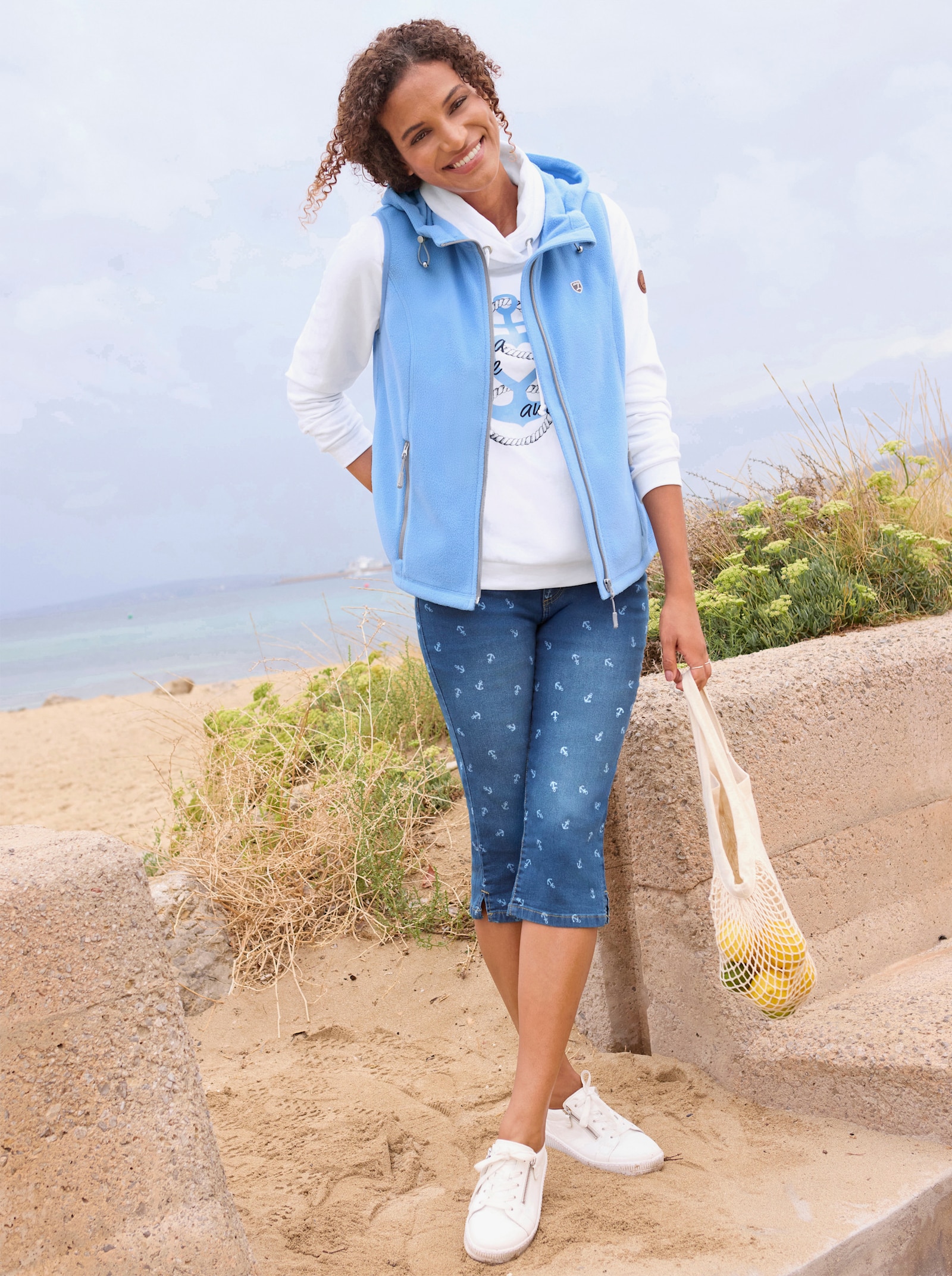 Sweatshirt mit weich angerauter Innenseite - weiß