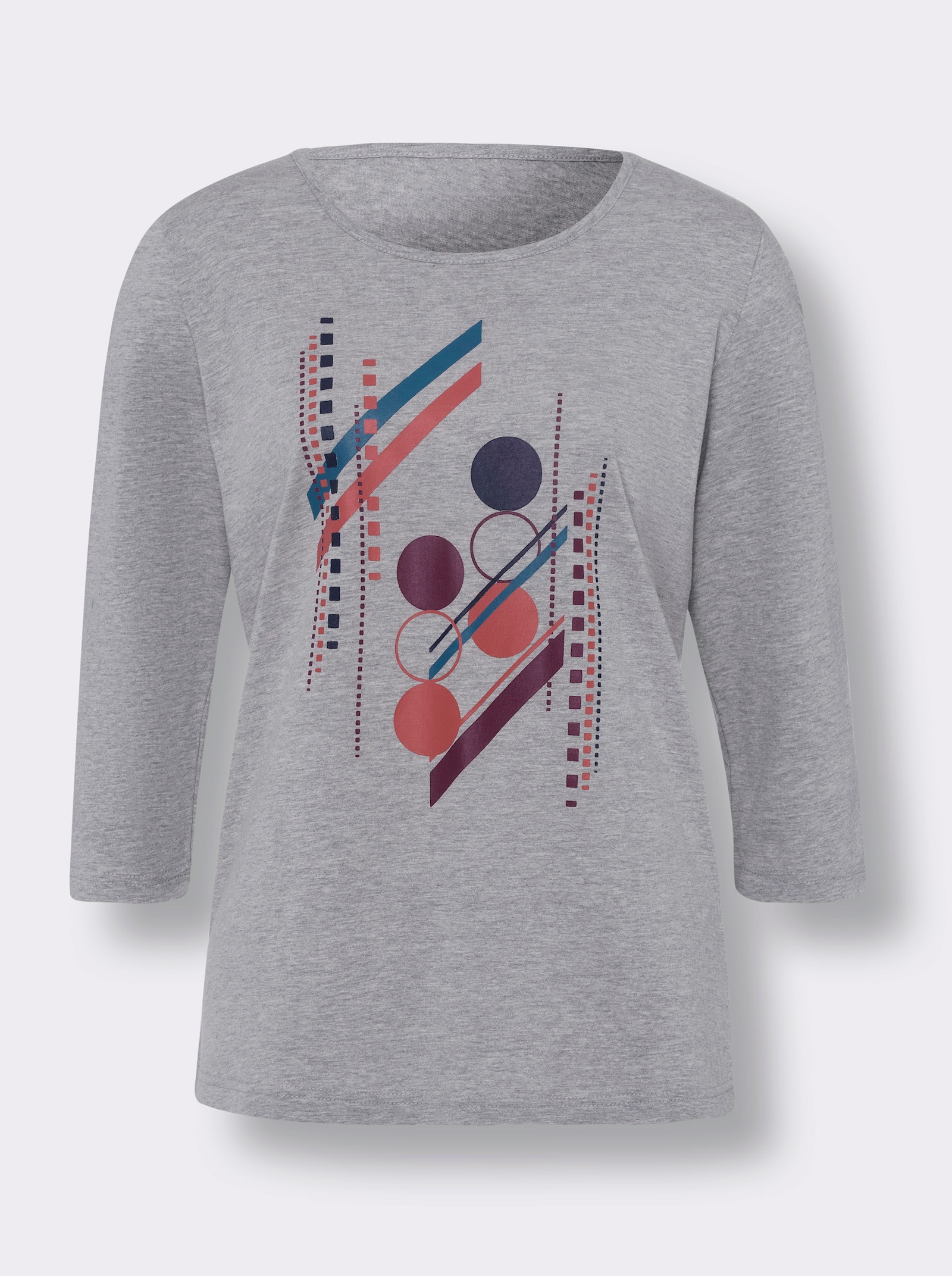 3/4-Arm-Shirt mit Grafik-Motiv - grau-meliert-topas