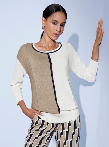 Rundhalspullover - ecru-beige