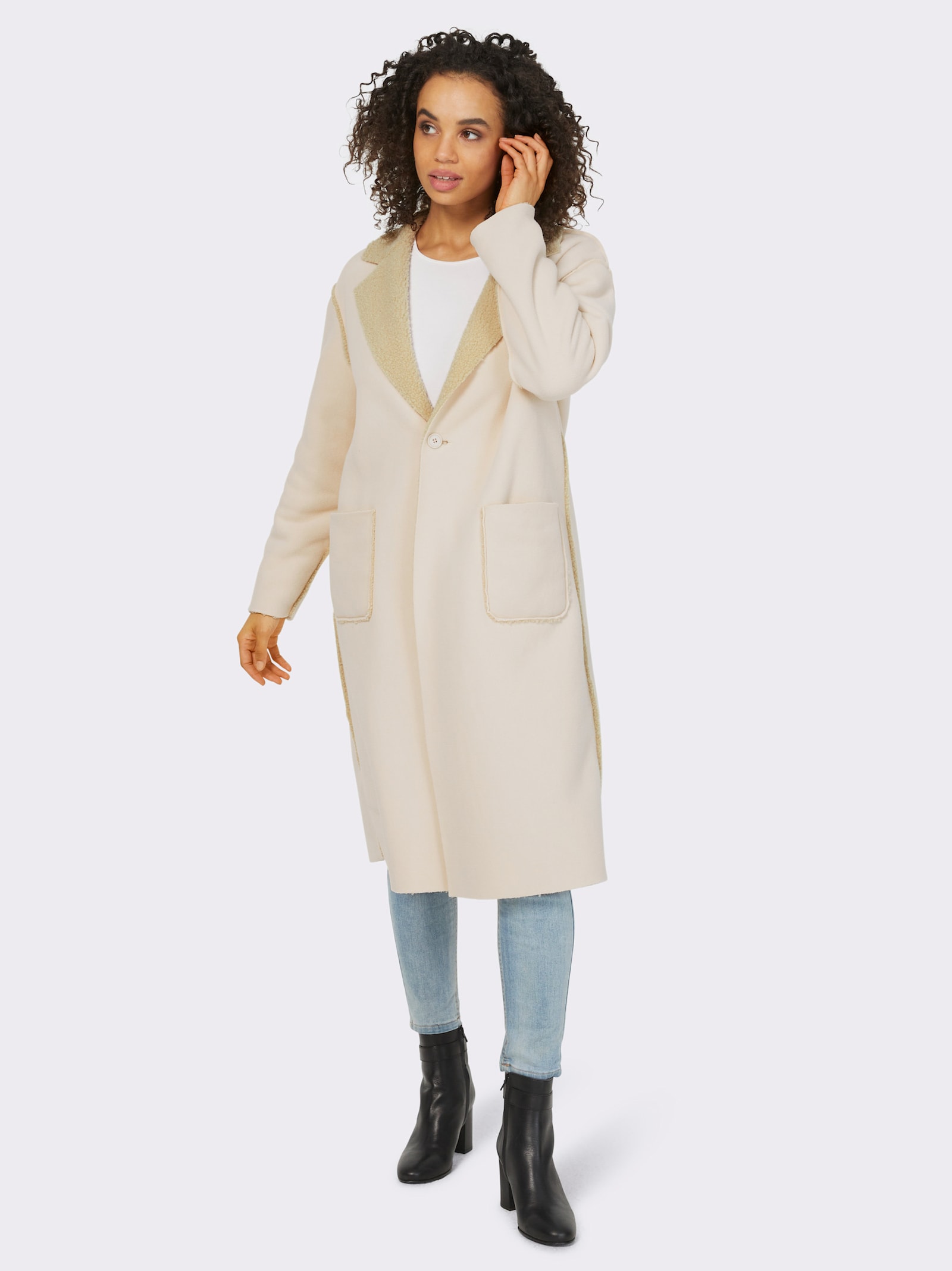 heine Wintermantel mit 2 verschiedenen Seiten - sand