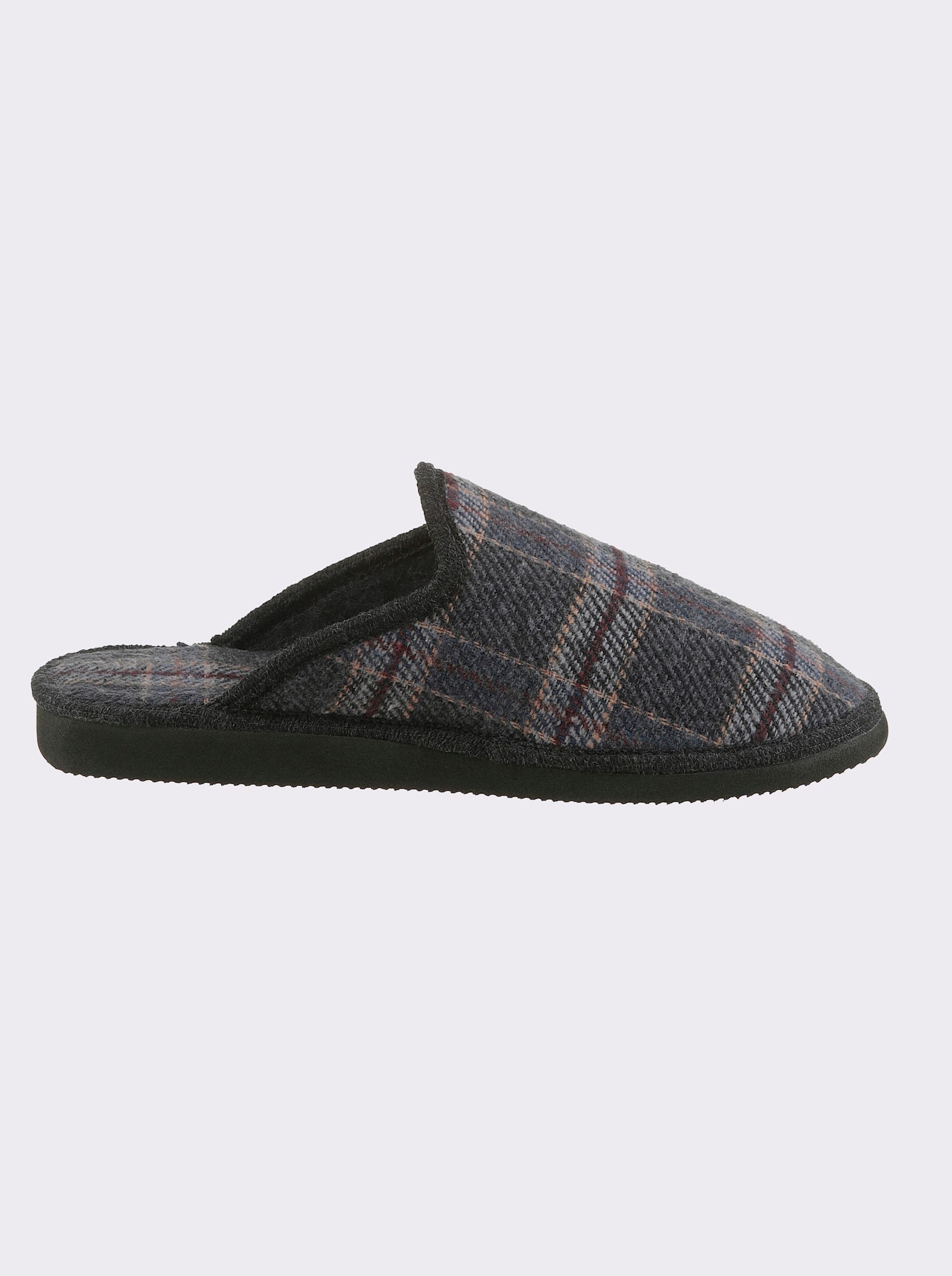 Pantoffel ungefüttert und leicht - grau-kariert
