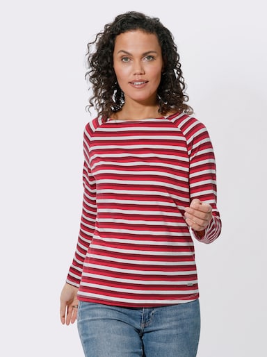 Ringelshirt mit Raglanärmeln - rot-geringelt