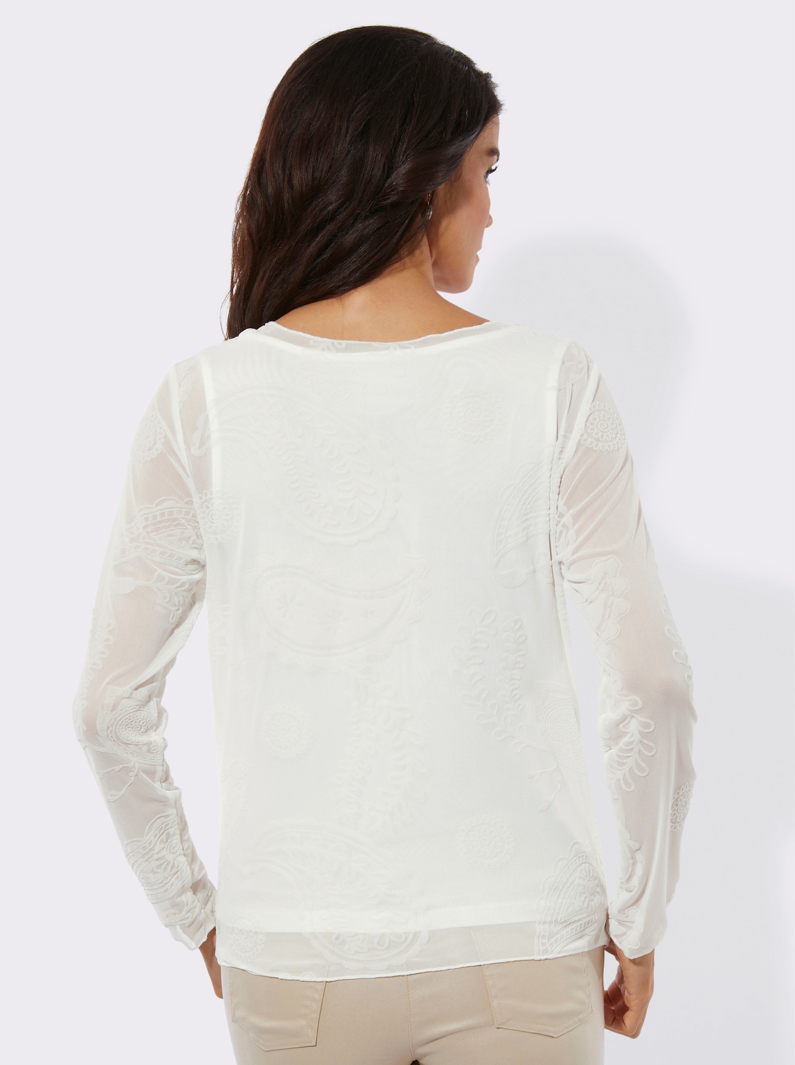 Langarmshirt mit integriertem Top - ecru
