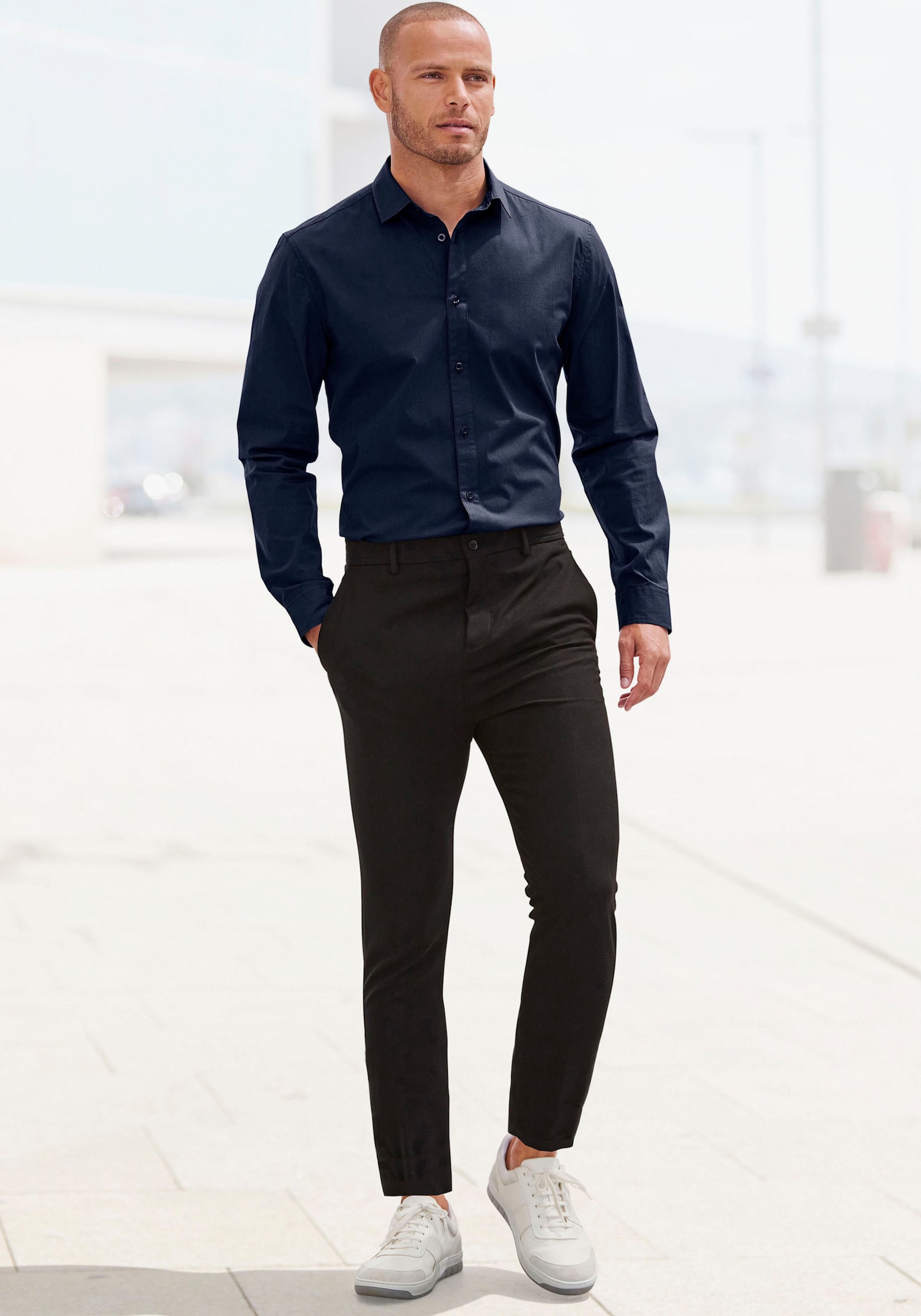 John Devin Langarmhemd - navy