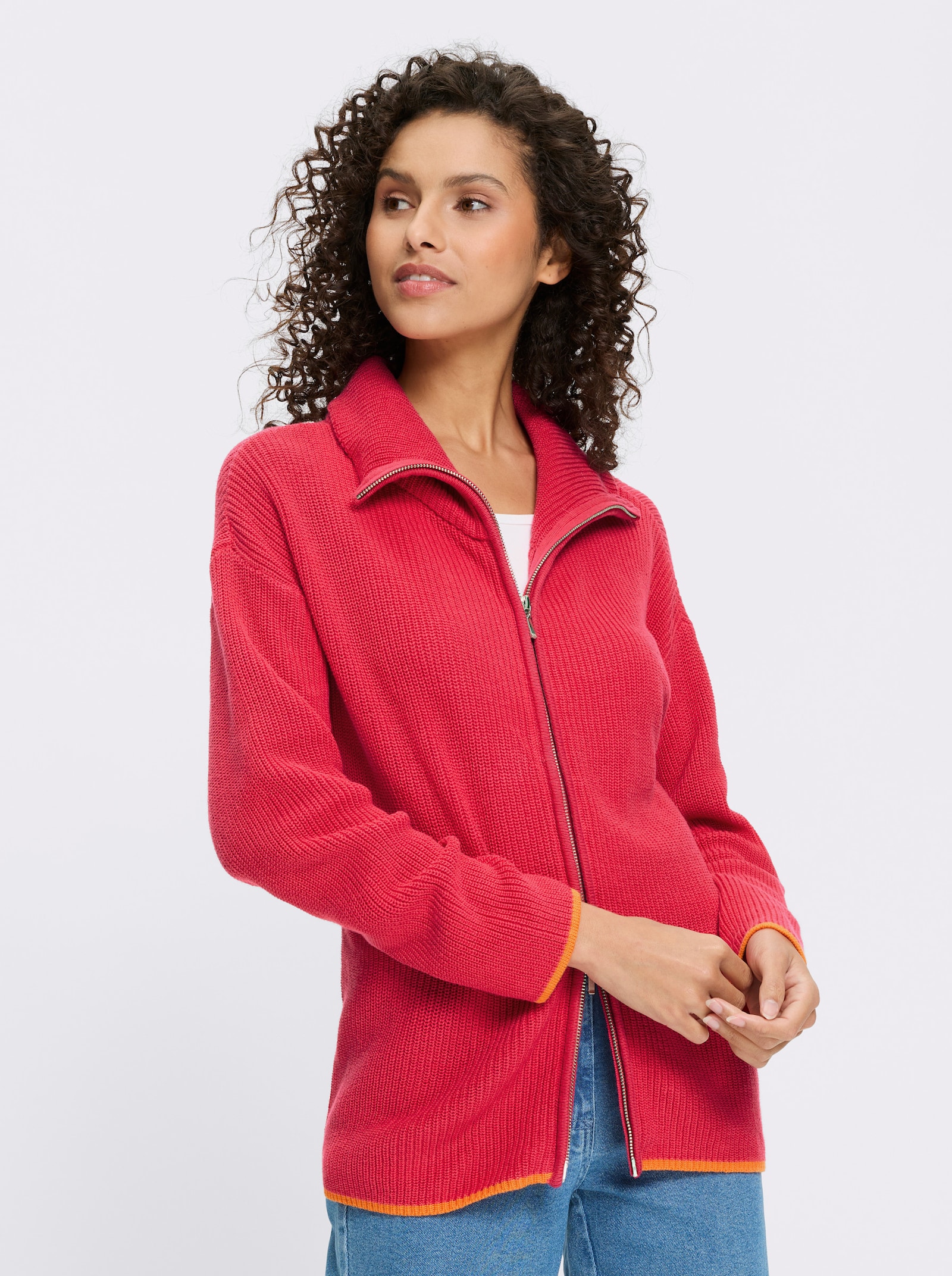 heine Cardigan mit 2-Wege-Zipper - pink