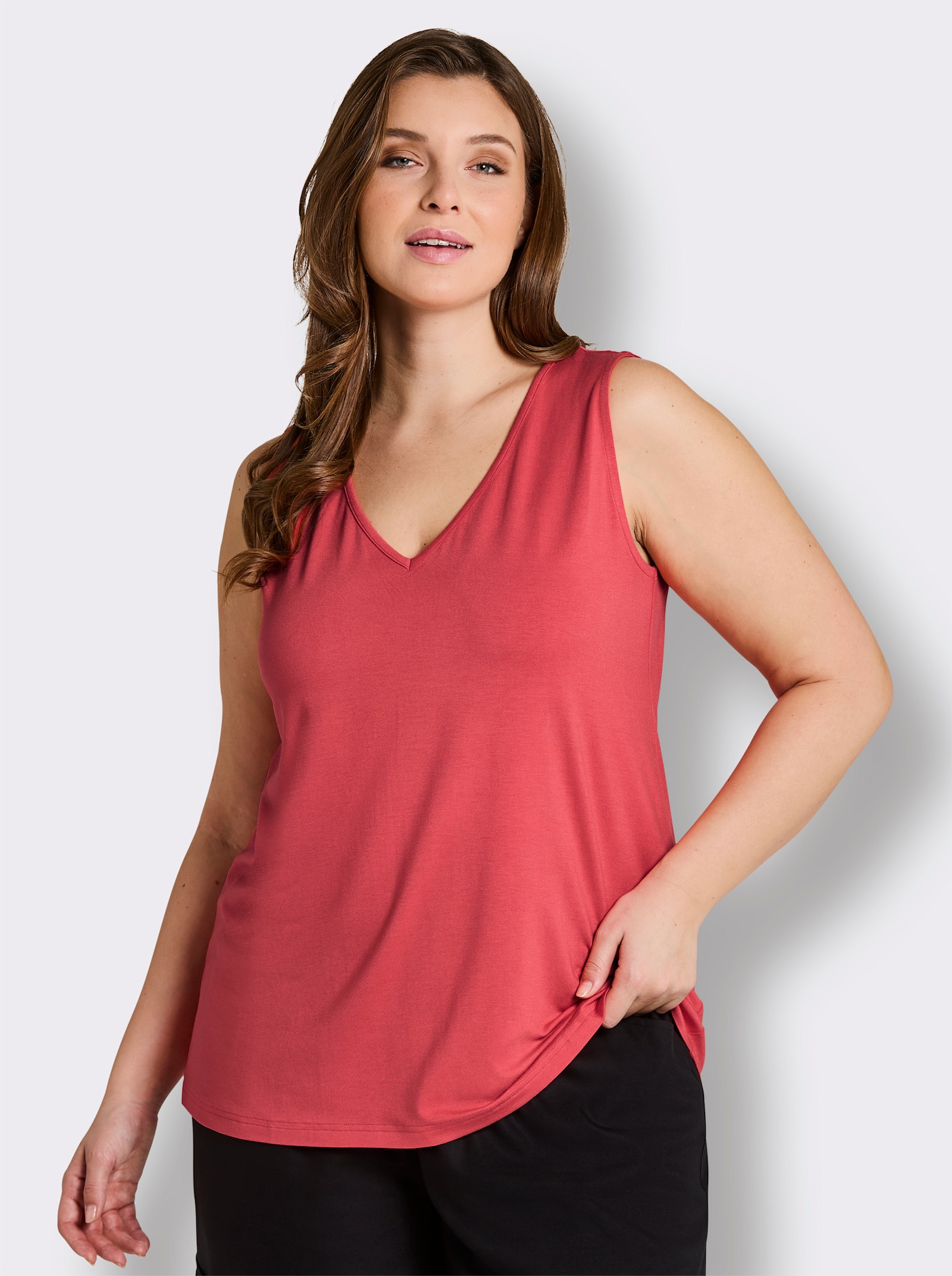 sheego Shirttop mit Bindeband im Nacken - hummer