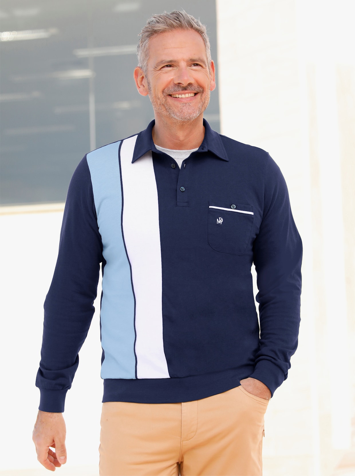 Marco Donati Langarm-Shirt - marine-bleu-gestreift