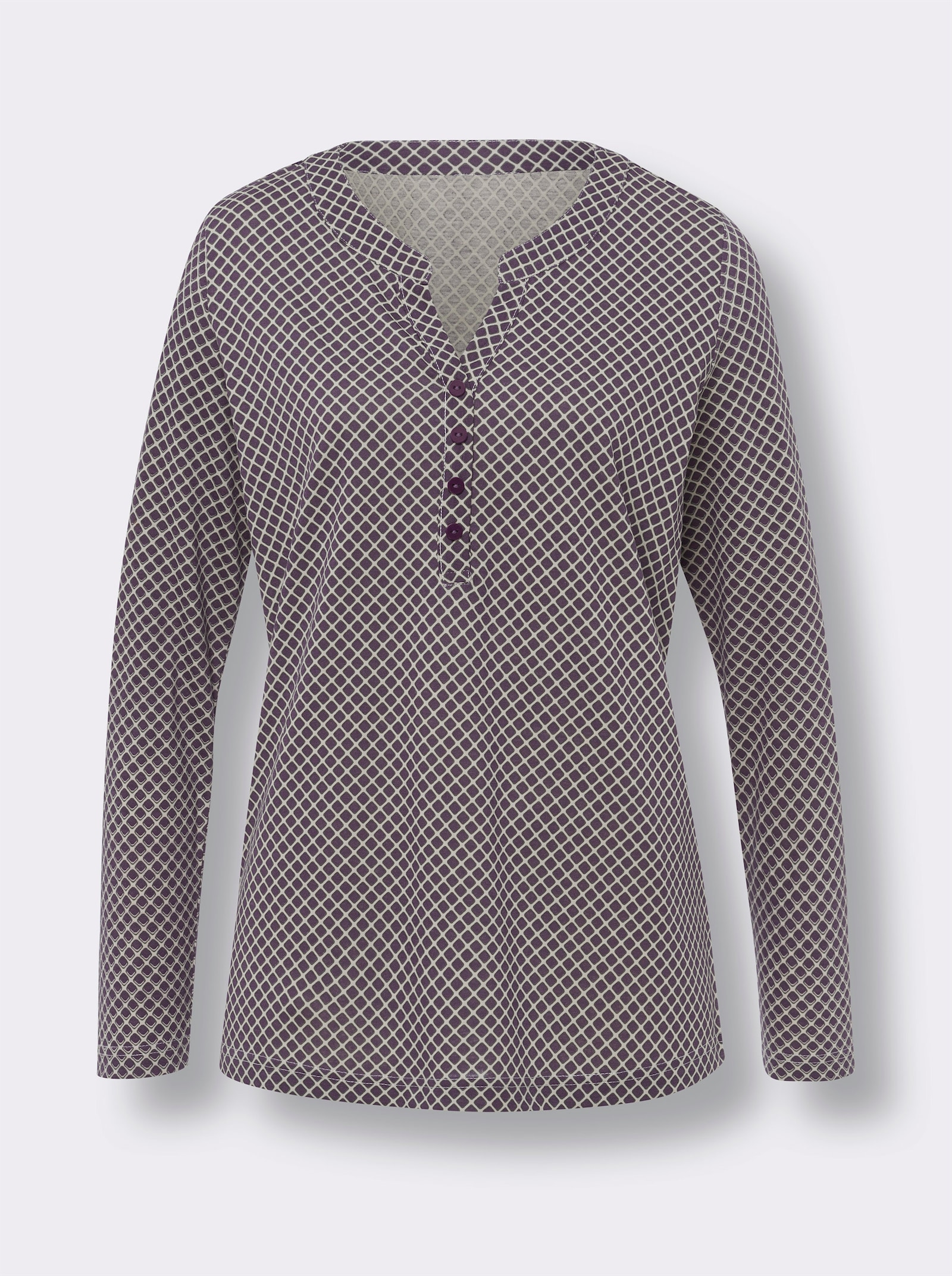 Shirt met lange mouwen en minimalistisch patroon - grijs/vijg bedrukt