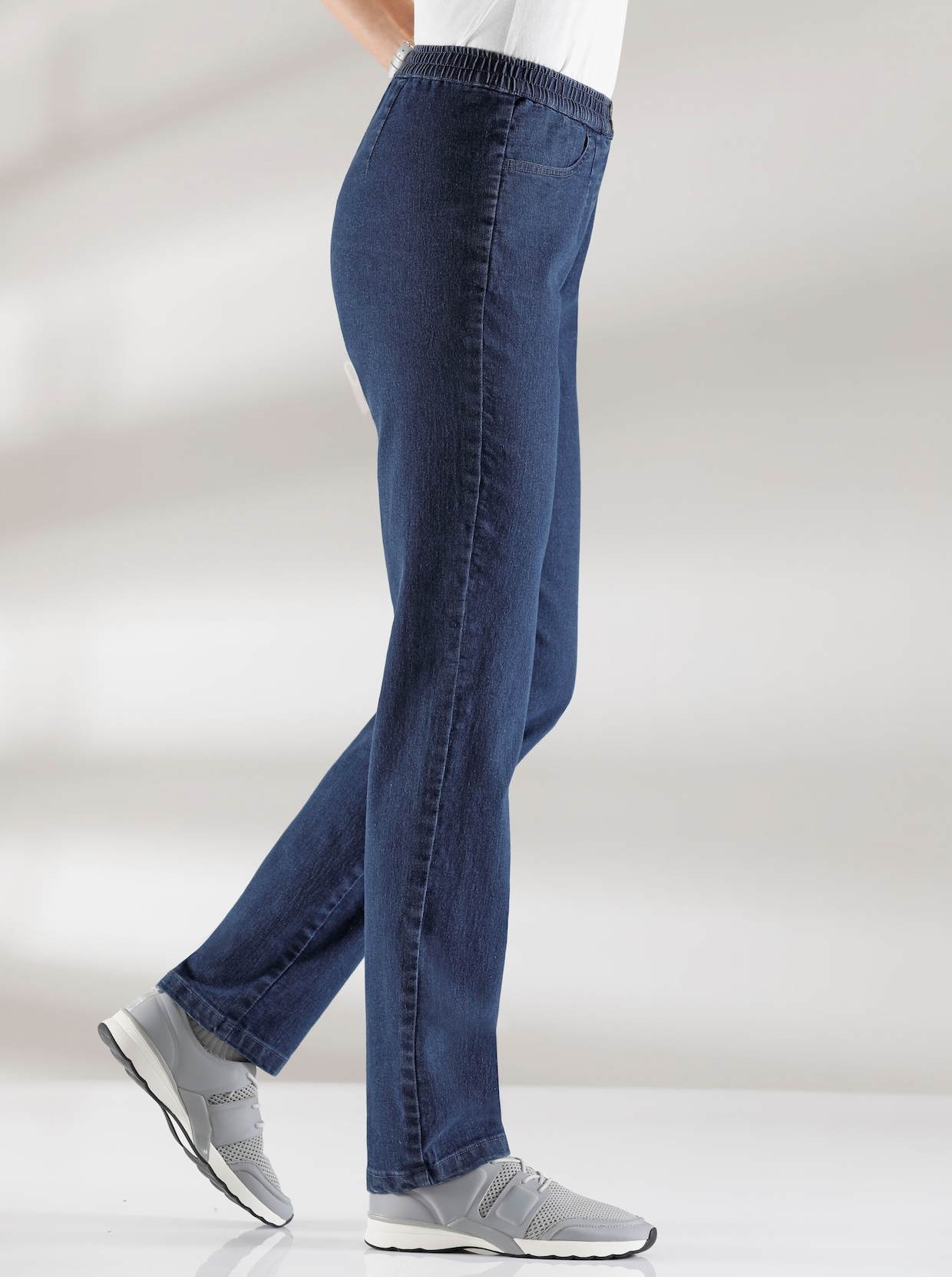 Jeans med resår - blue-stone-washed