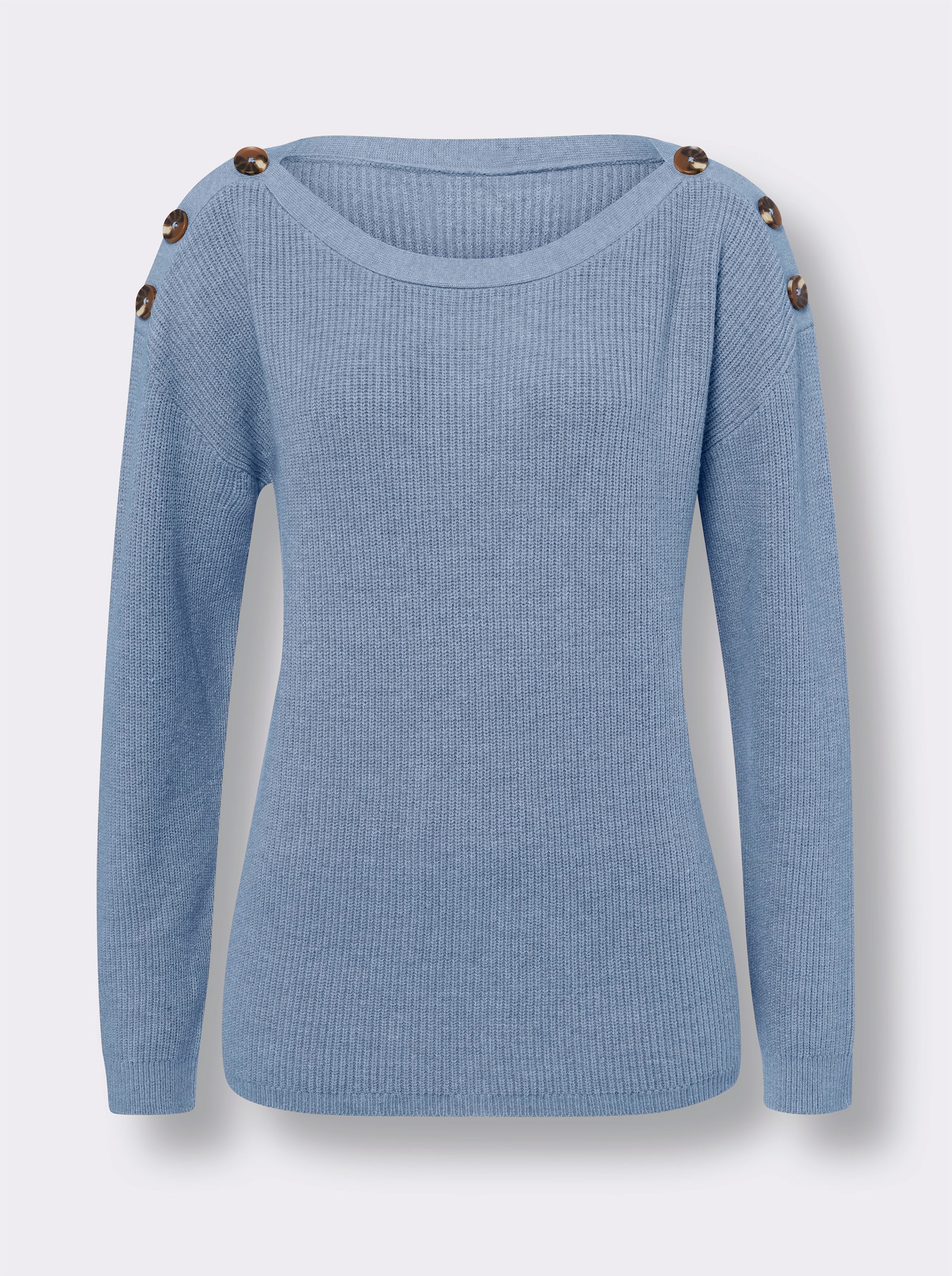 heine Strickpullover mit Zierknöpfen an den Schultern - bleu-meliert