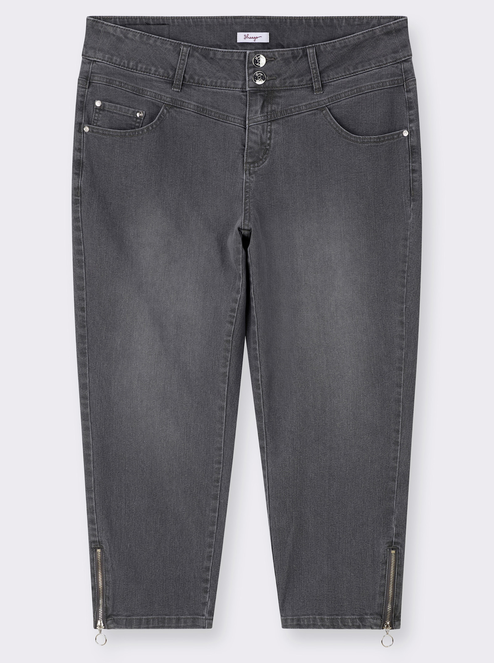 sheego 7/8-jeans met rits aan de zoom - stone-grey-denim