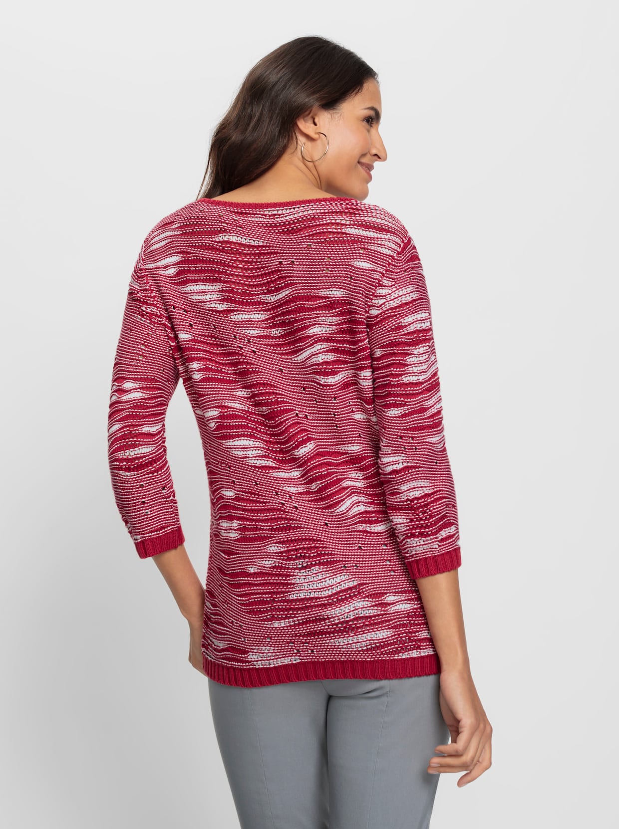 3/4 Arm-Pullover - erdbeere-gemustert