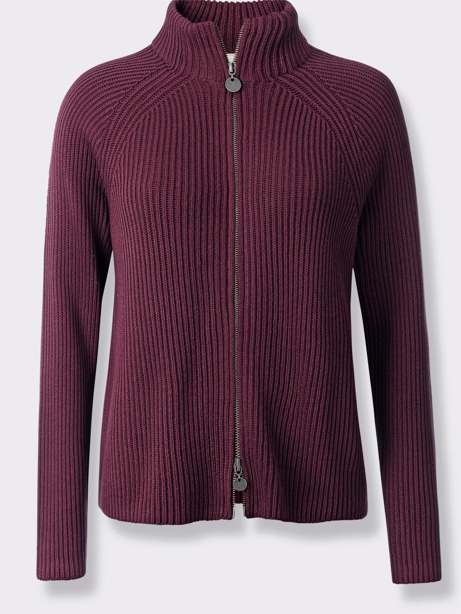 heine Cardigan mit 2-Wege-Zipper - burgund