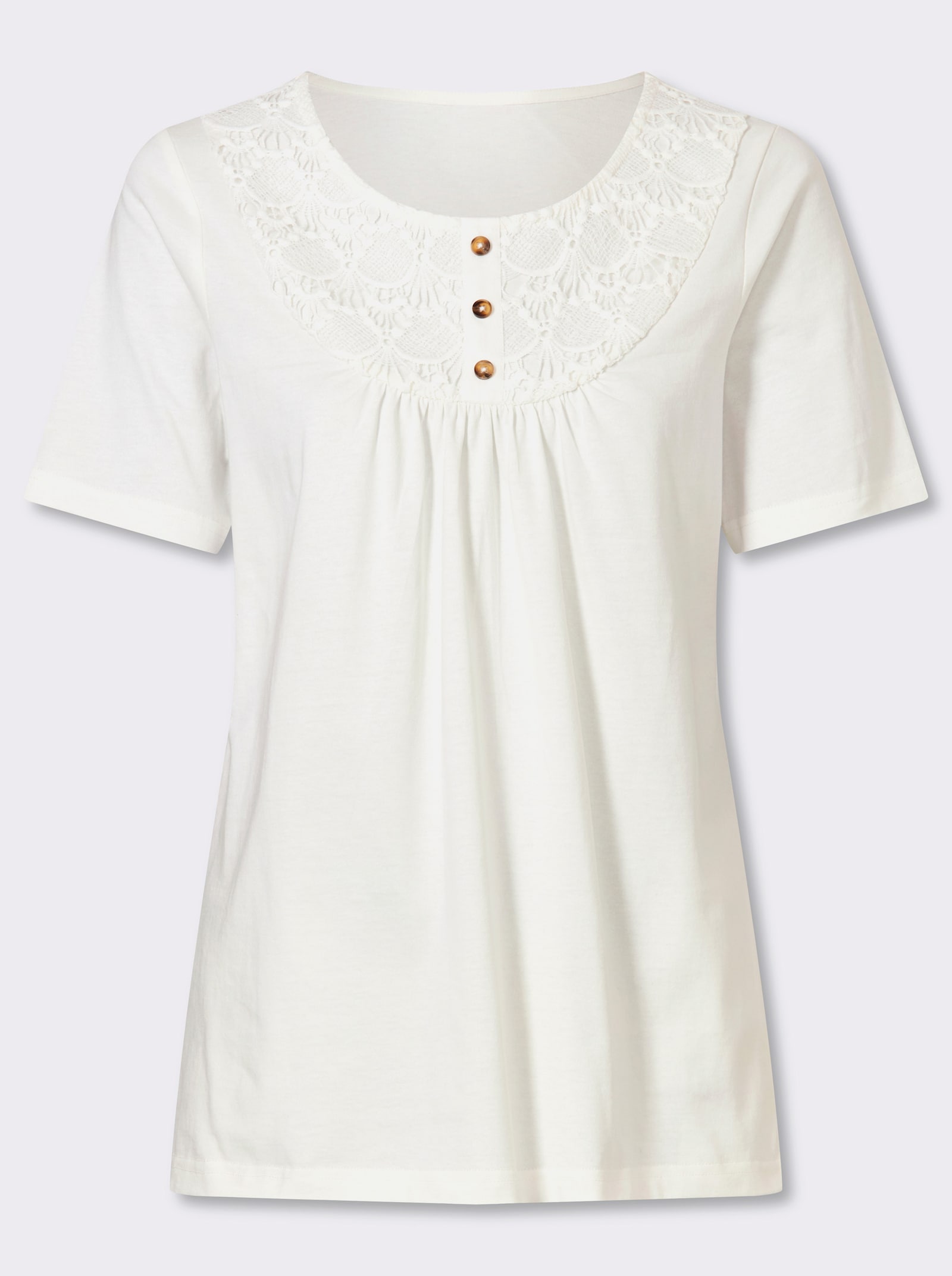 Kurzarmshirt in A-Form - ecru