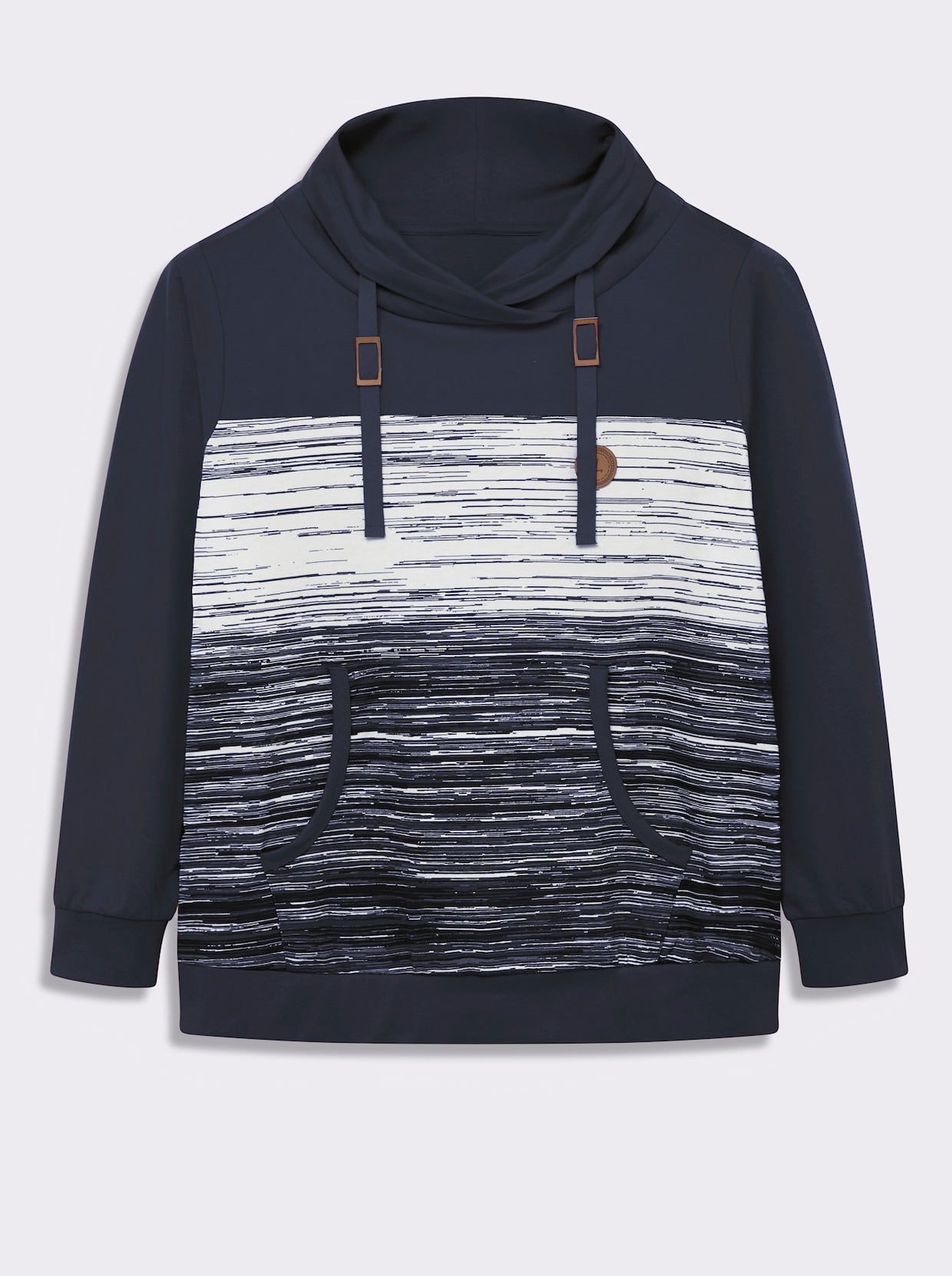 Sweatshirt mit Känguru-Taschen - marine-ecru-meliert