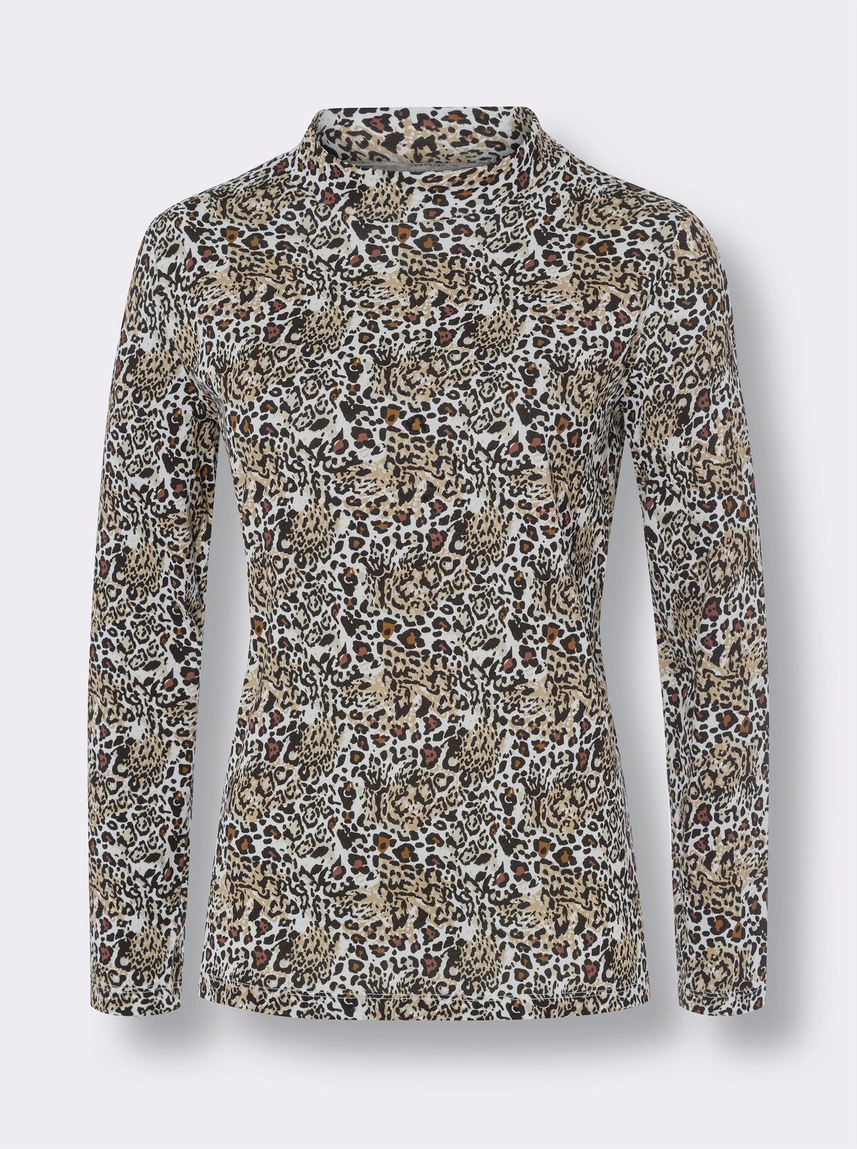 Shirt met opstaande kraag - ecru/camel bedrukt
