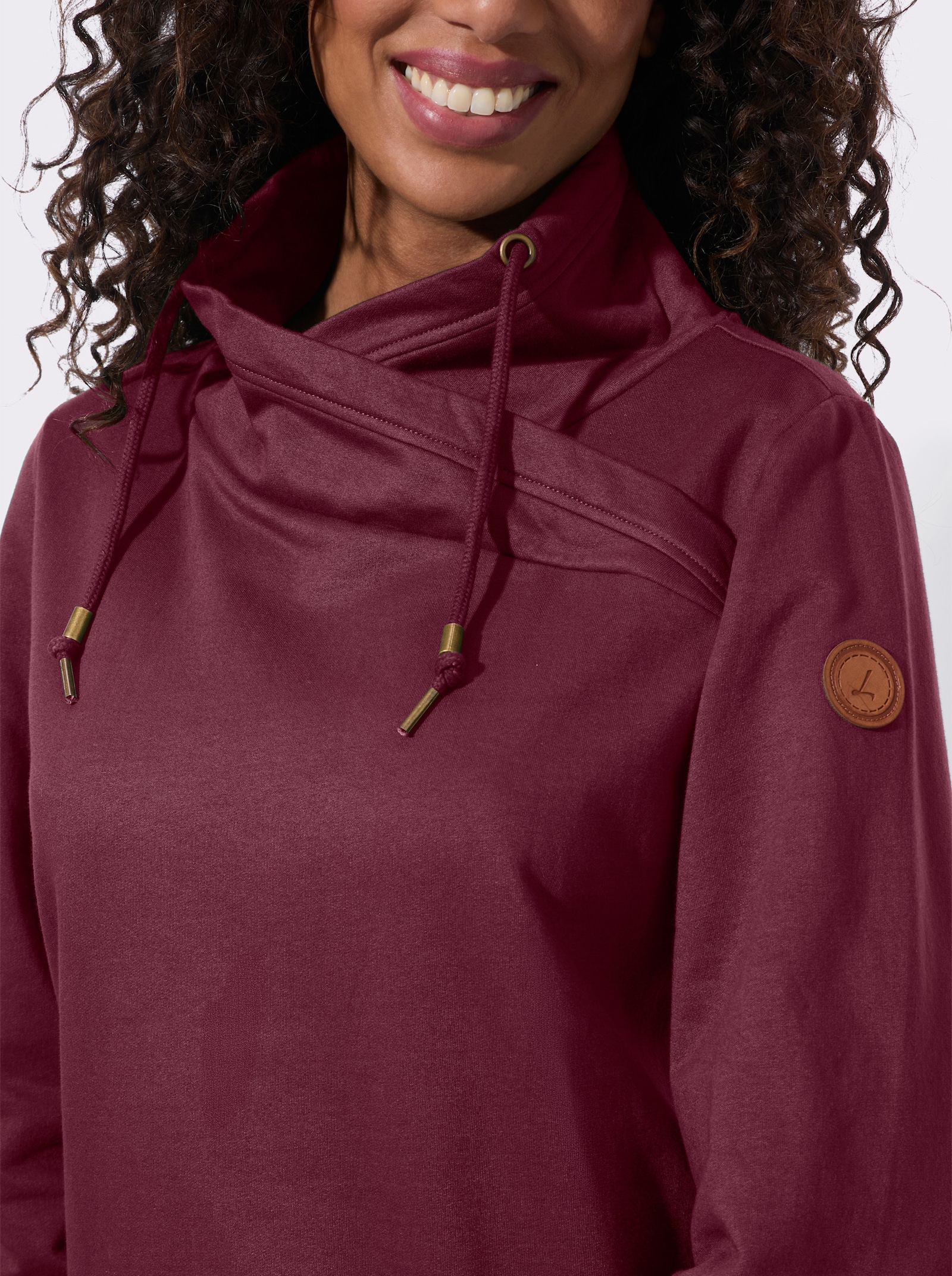 Sweatshirt mit asymmetrischem Kragen - bordeaux