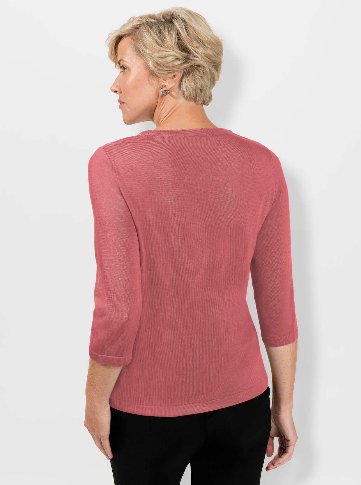 Rundhalspullover - flamingo-ecru-gemustert