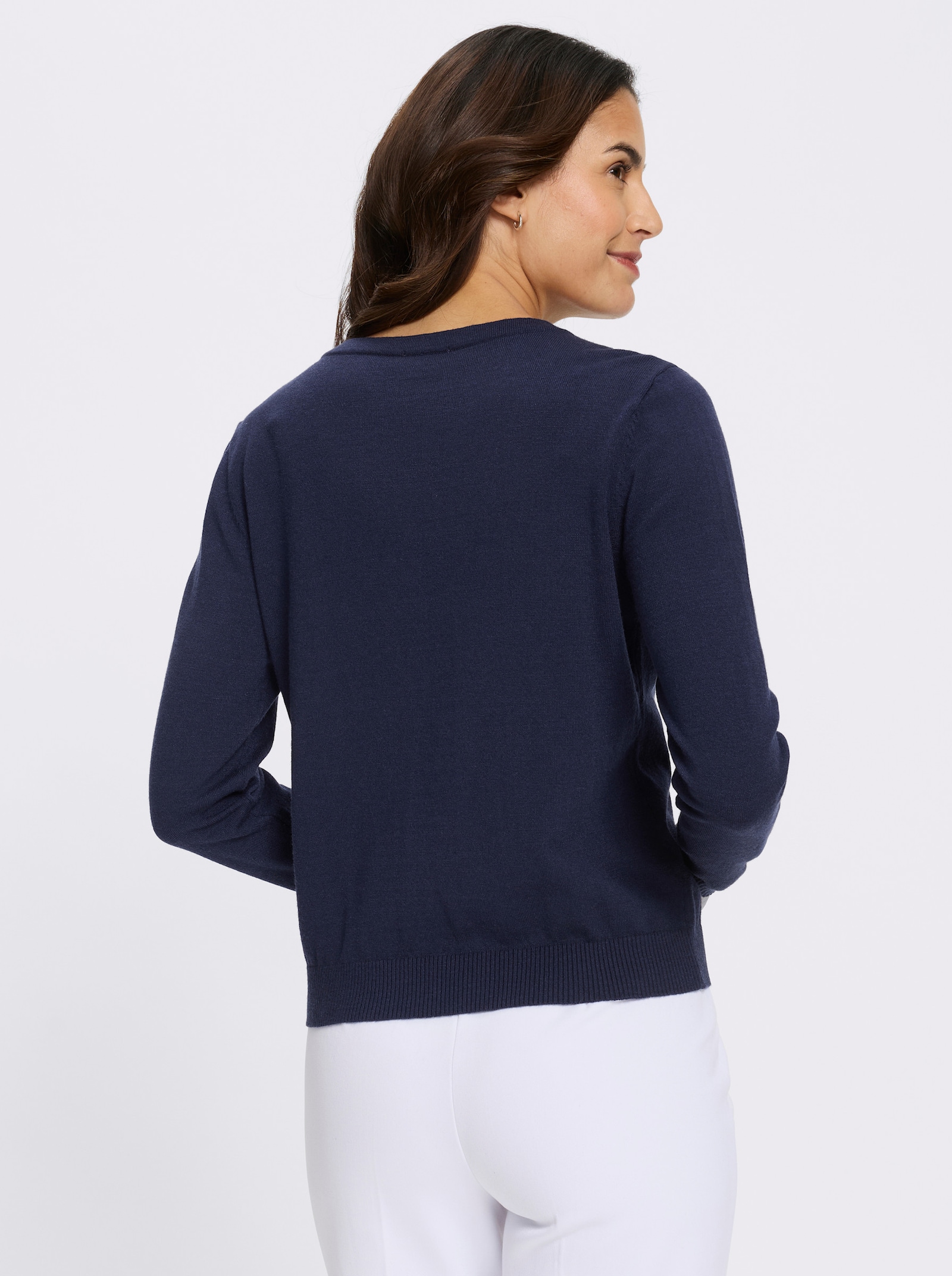 Strickjacke mit Rüschen - marine