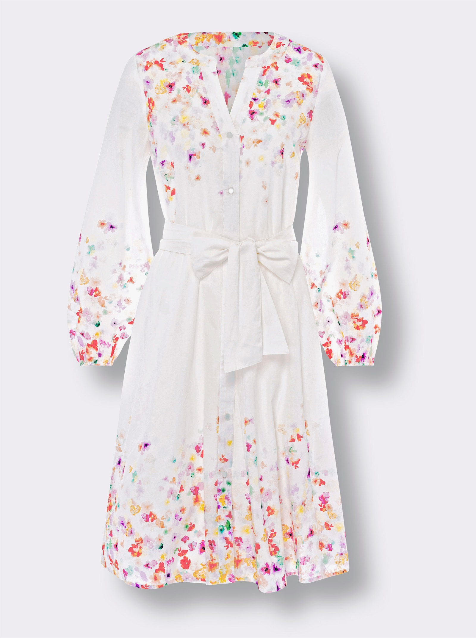 heine Robe en coton avec lien à nouer - écru-orange imprimé