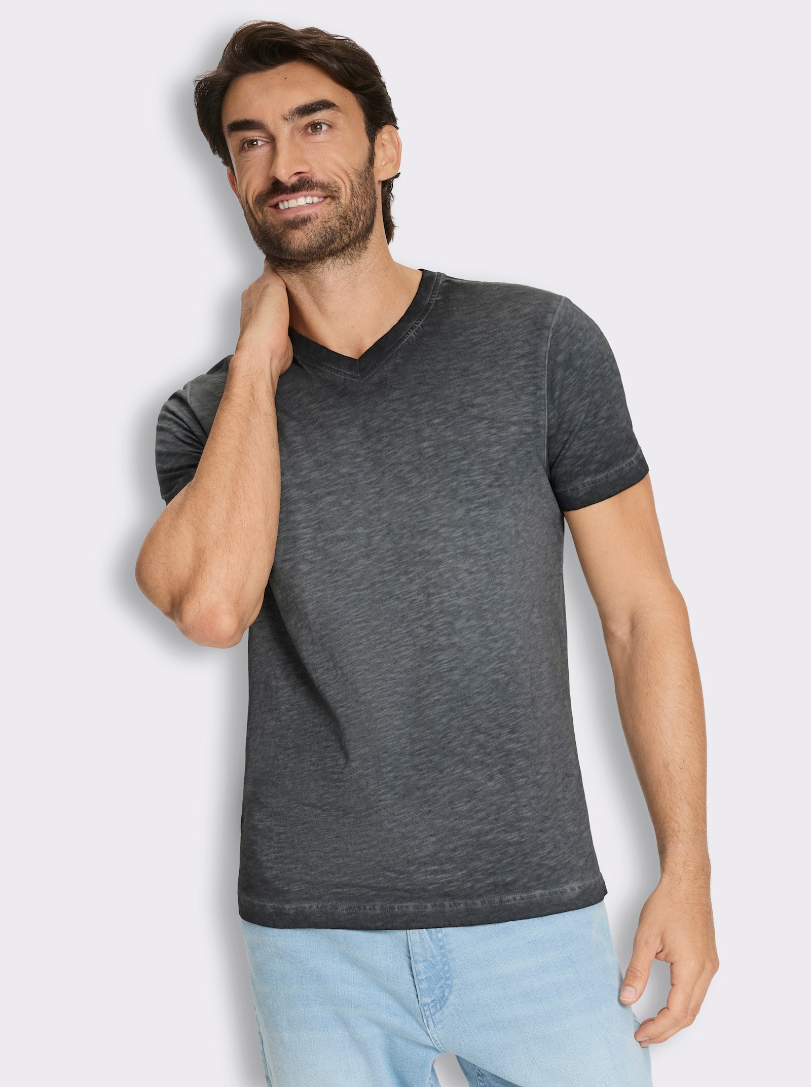 Kurzarmshirt aus reiner Baumwolle - schwarz