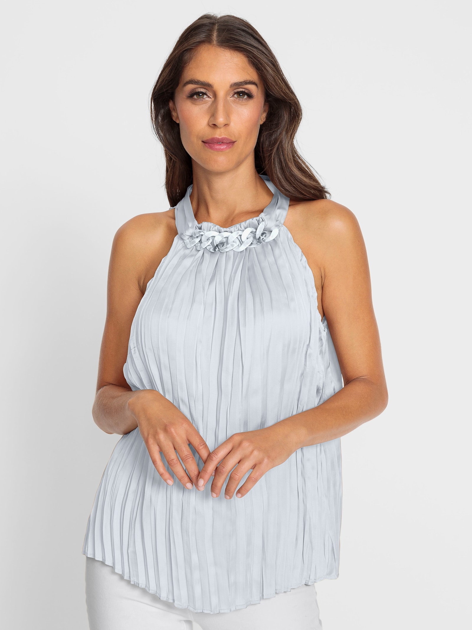 heine Pliseetop mit Ketten-Verzierung - ecru