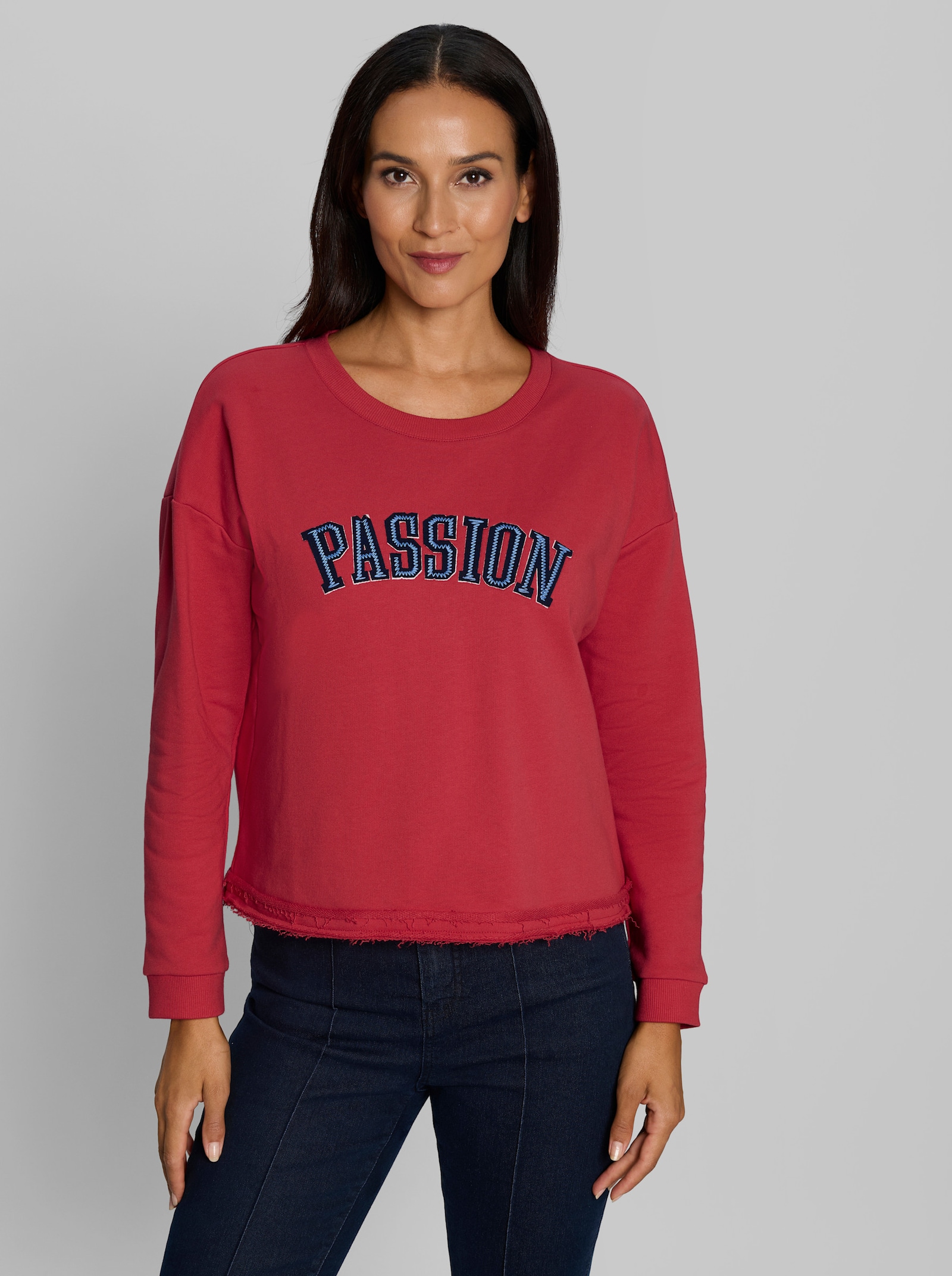 heine Sweater mit Schriftzug-Stickerei - erdbeere